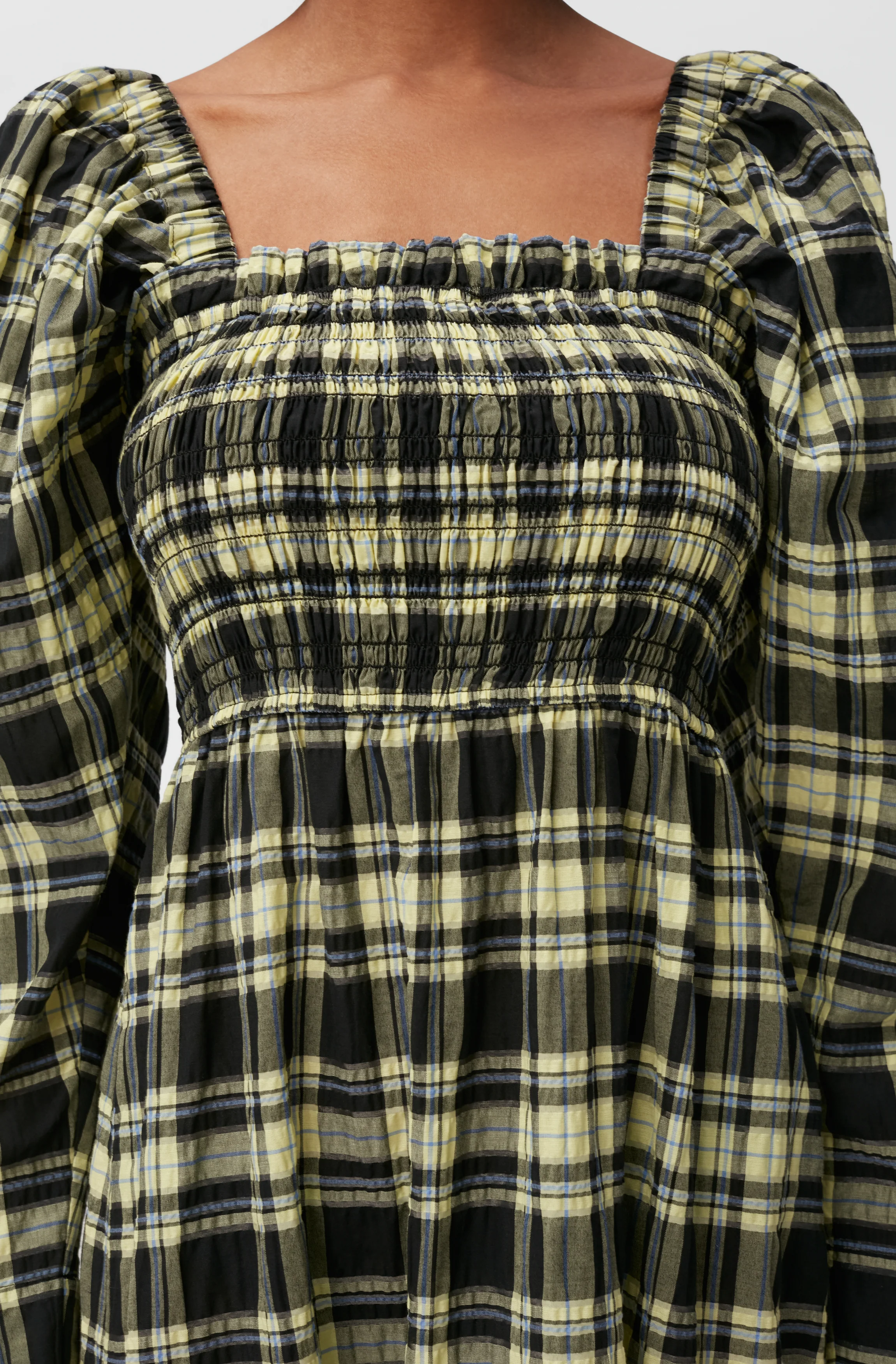 Checkered Seersucker Maxi Dress | Check Elfin Yellow - Image 5