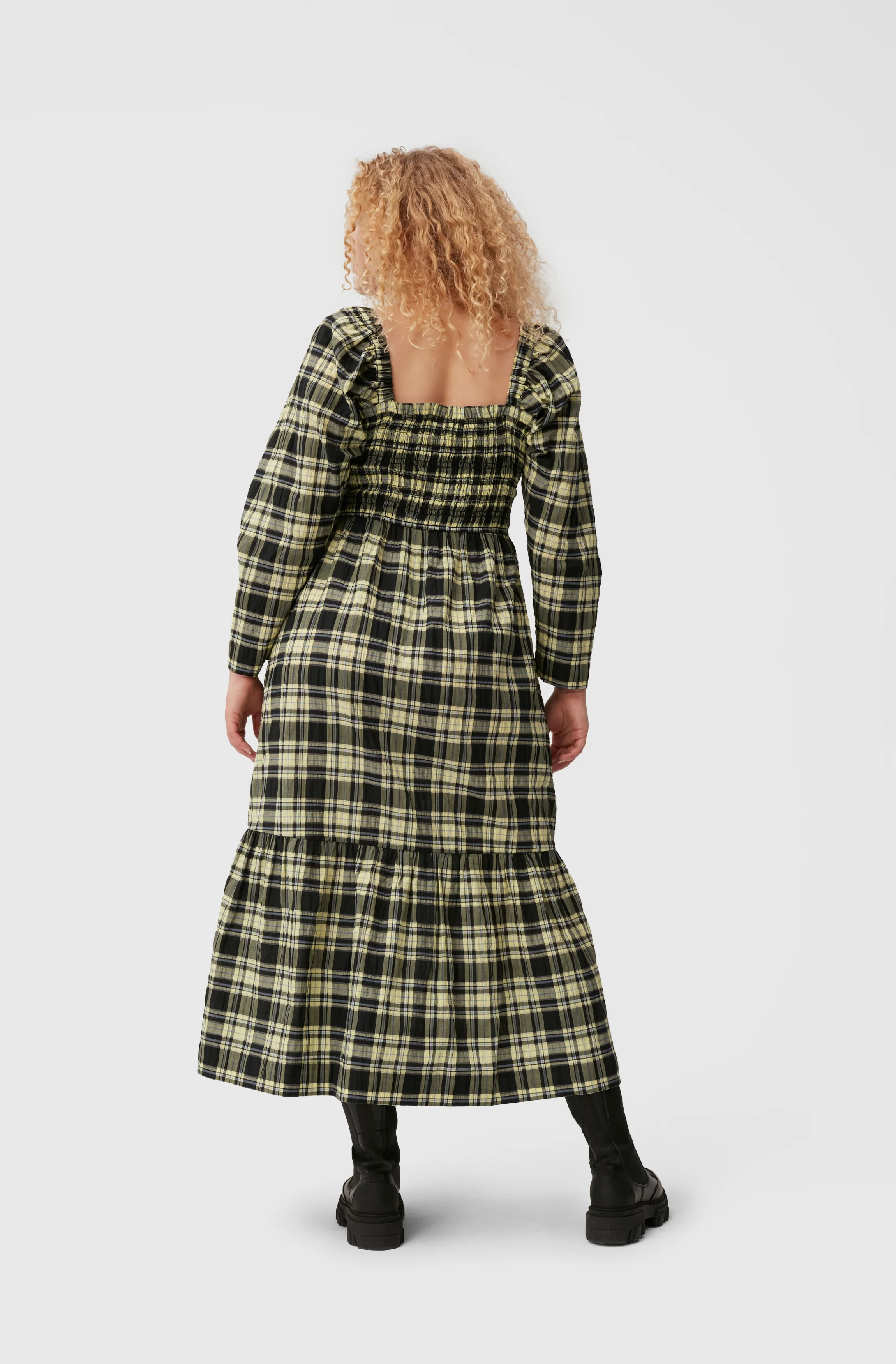 Checkered Seersucker Maxi Dress | Check Elfin Yellow - Image 7