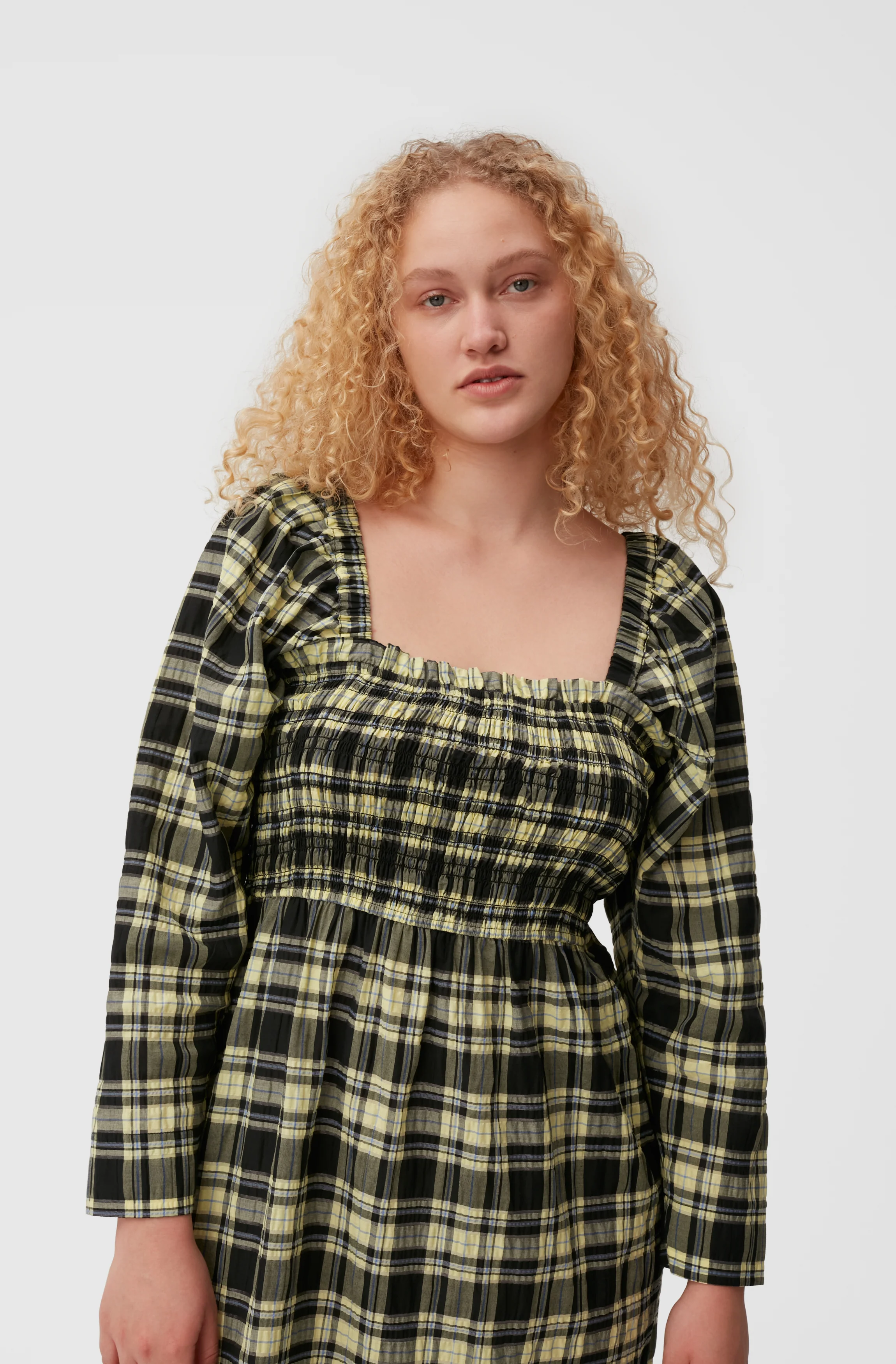 Checkered Seersucker Maxi Dress | Check Elfin Yellow - Image 8