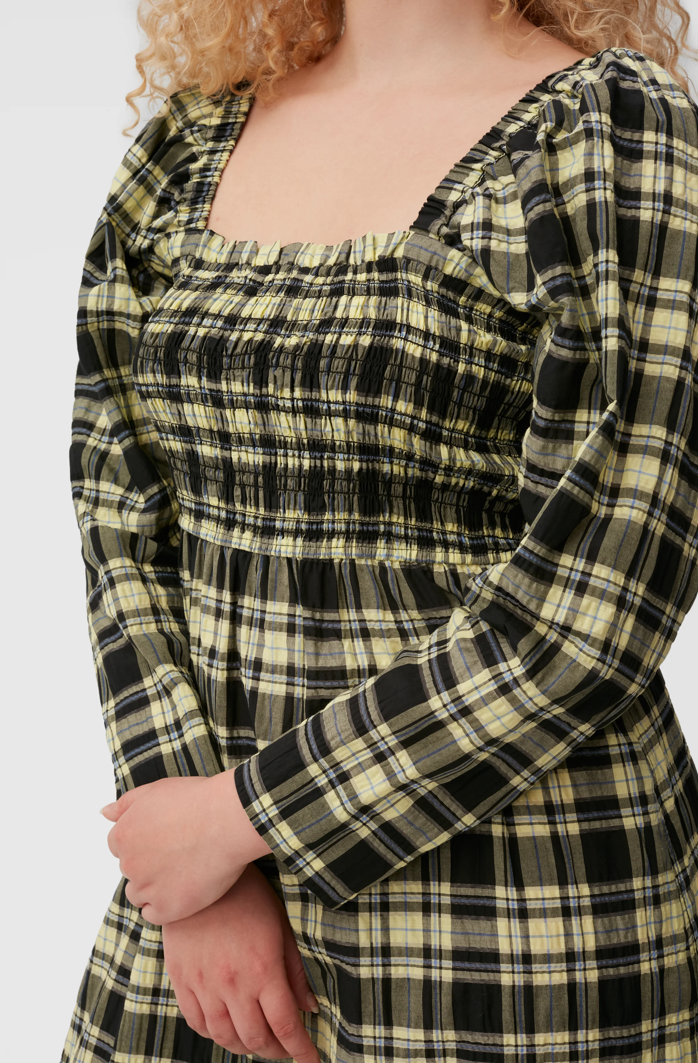 Checkered Seersucker Maxi Dress | Check Elfin Yellow - Image 9