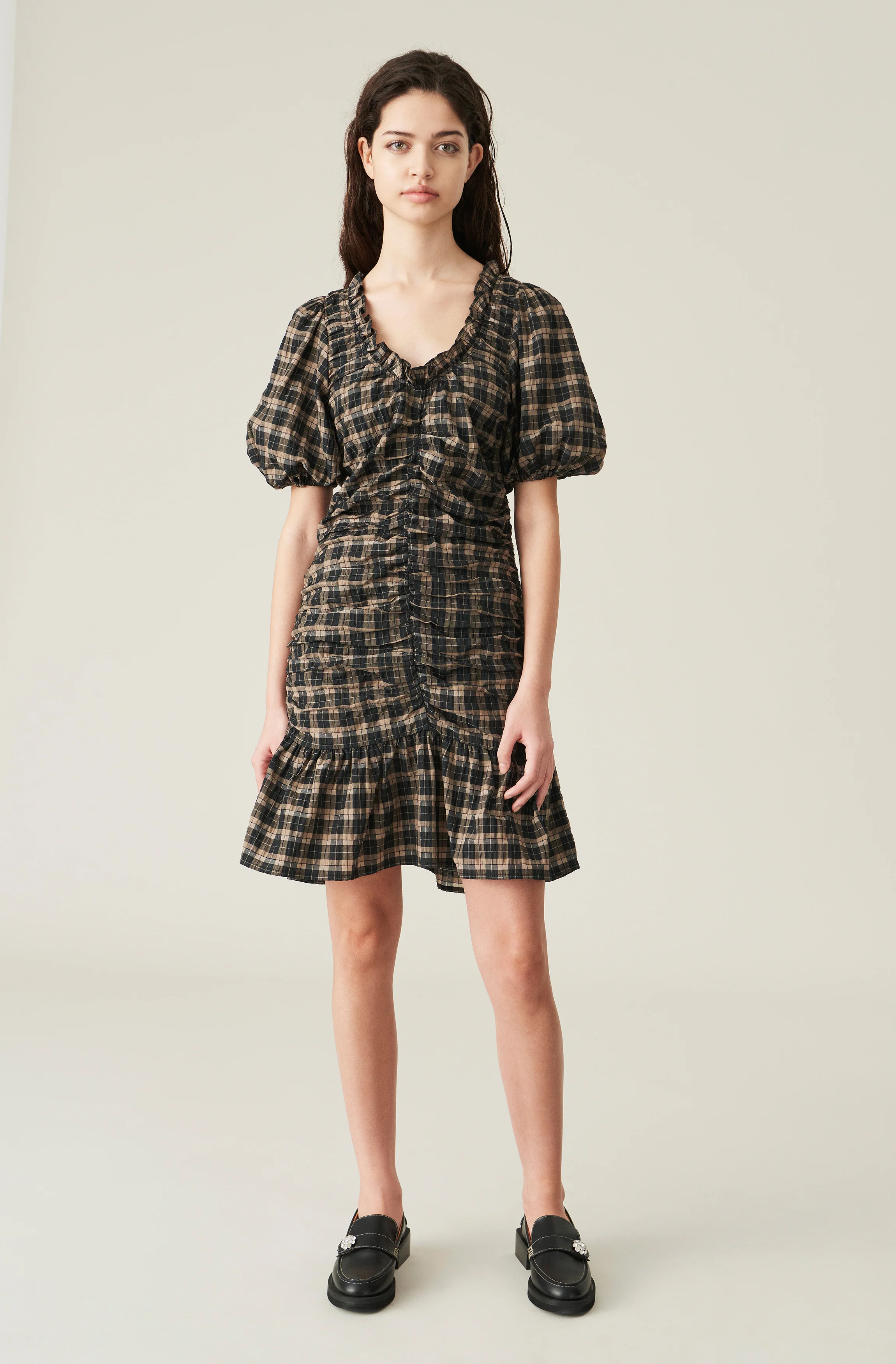 Checkered Seersucker Mini Dress | Fossil - Image 2