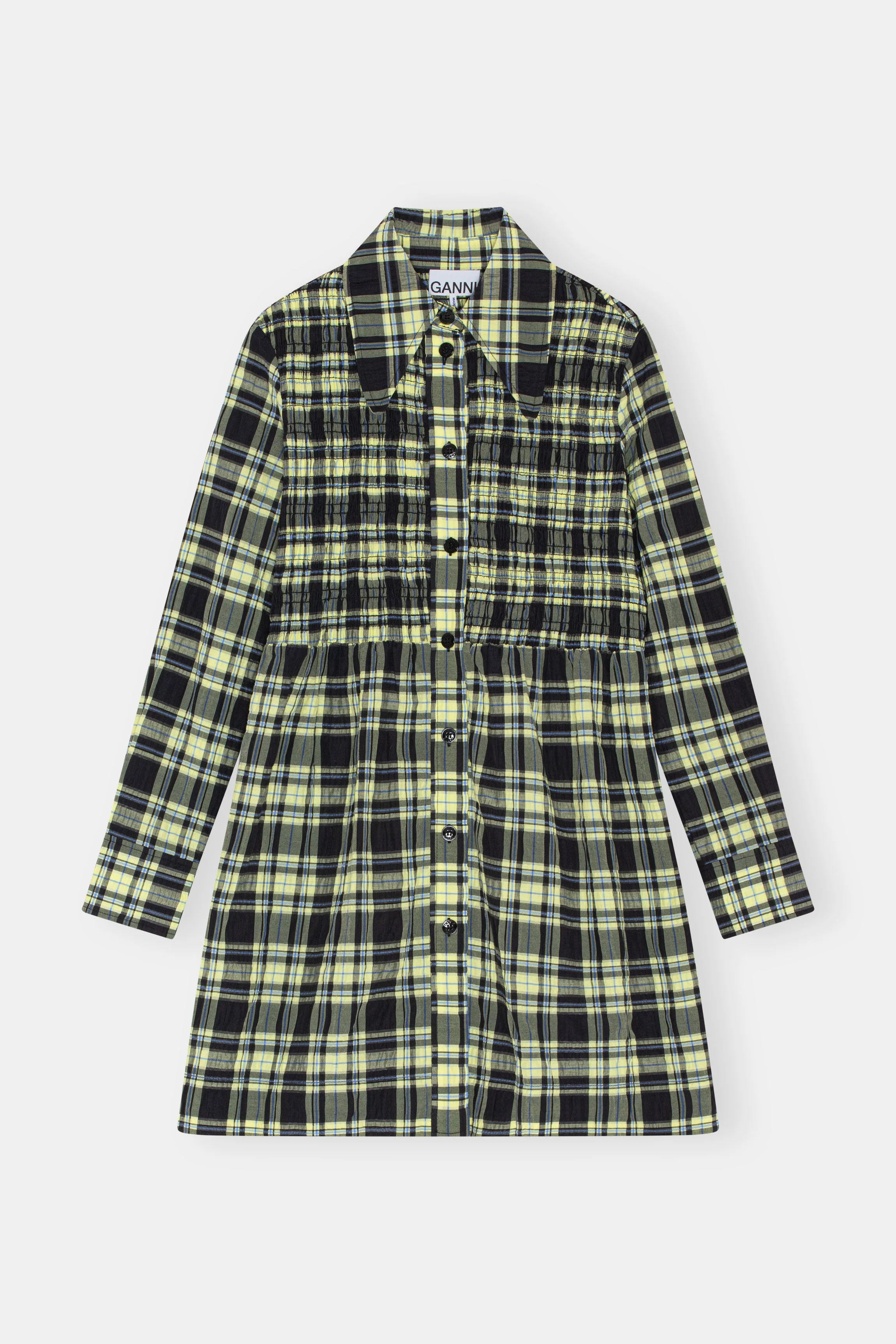 Checkered Seersucker Shirt Dress | Check Elfin Yellow