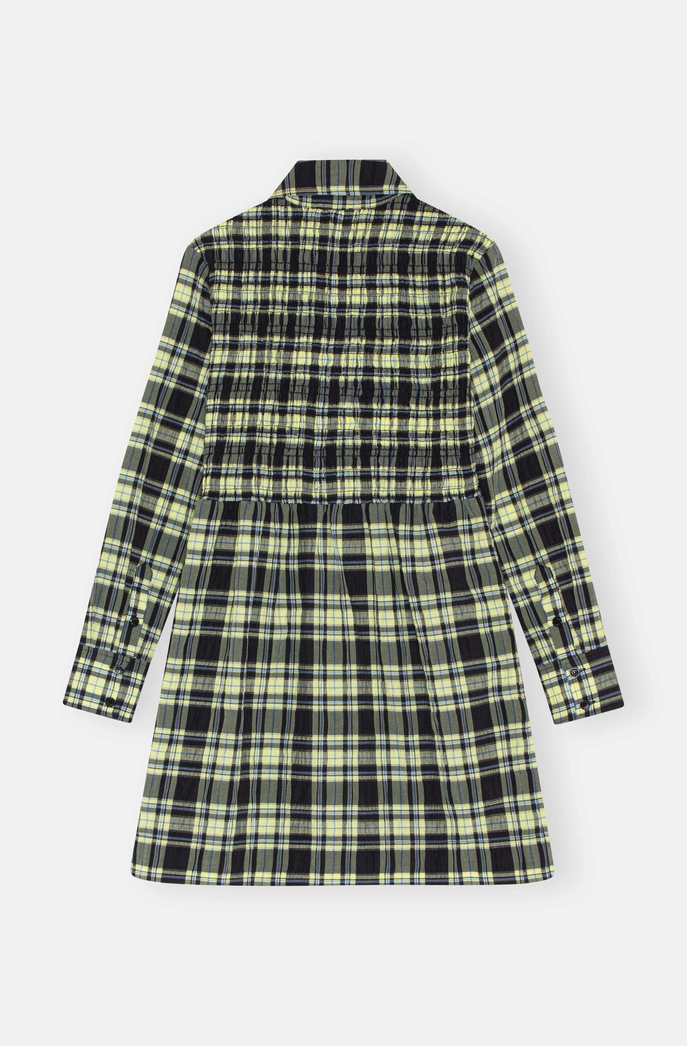 Checkered Seersucker Shirt Dress | Check Elfin Yellow - Image 2