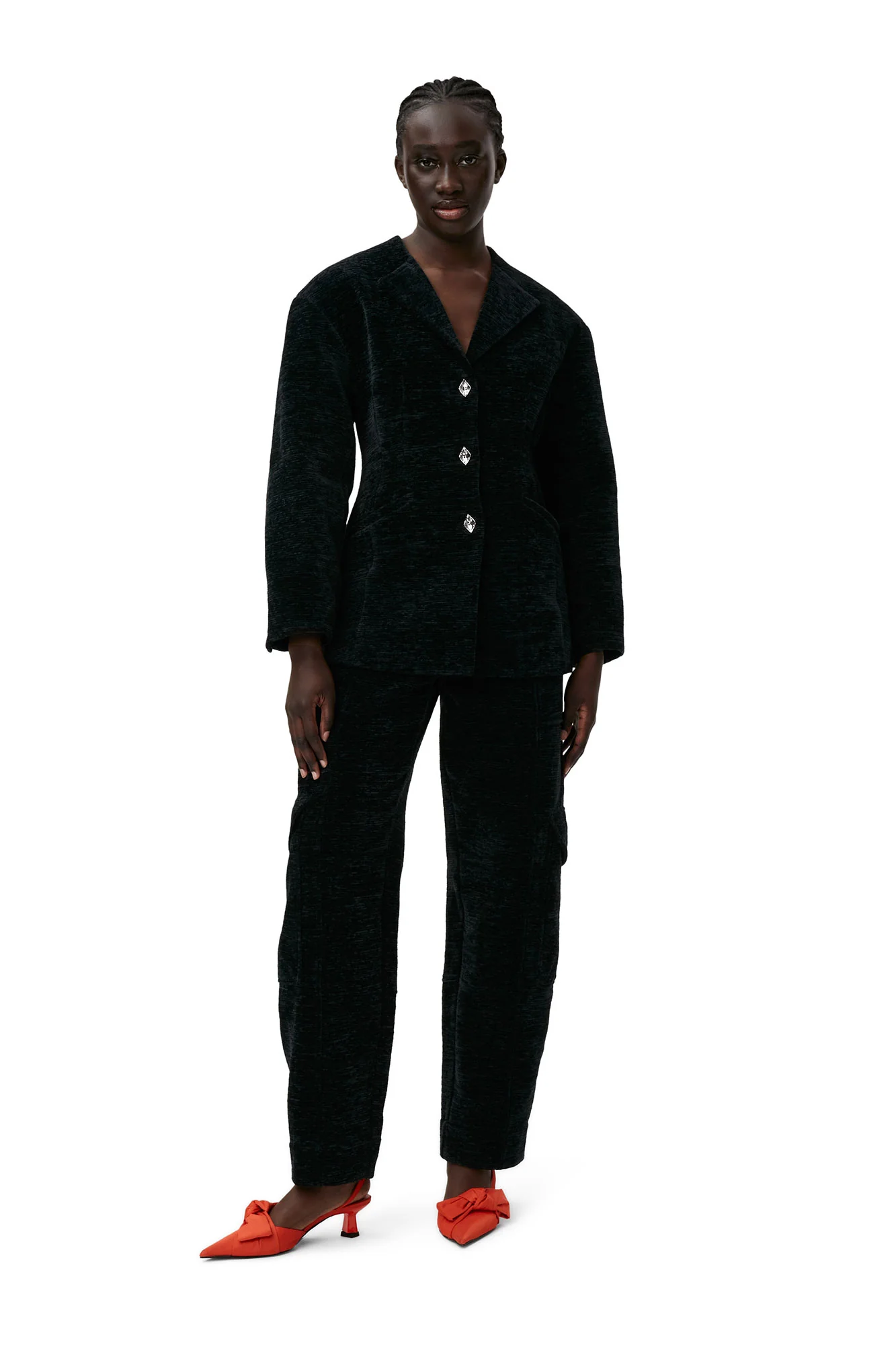 Chenille Trousers | Black - Image 3