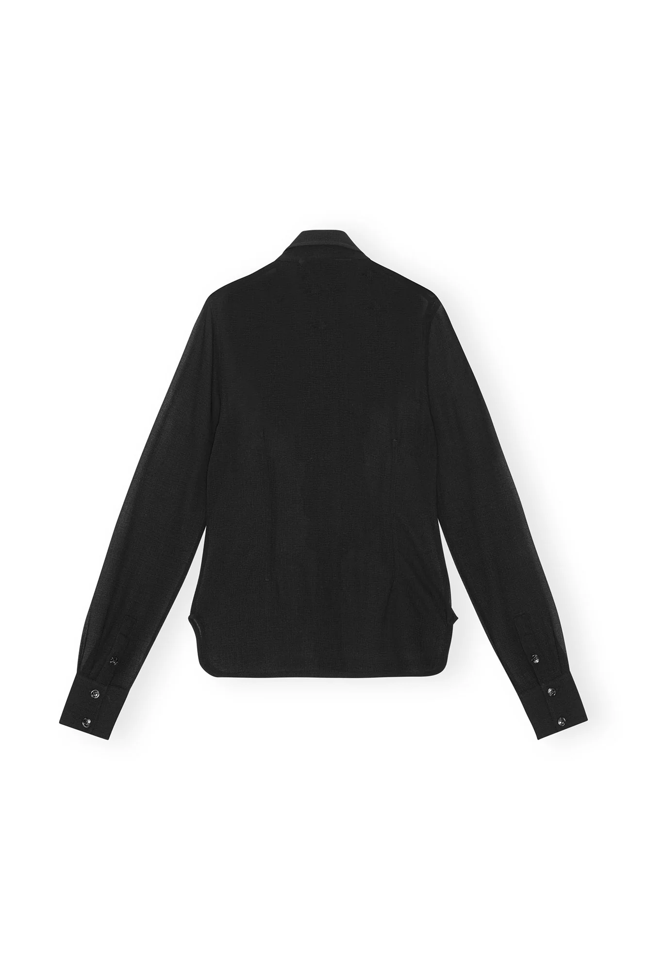 Chiffon Center Ruffle Shirt | Black - Image 3