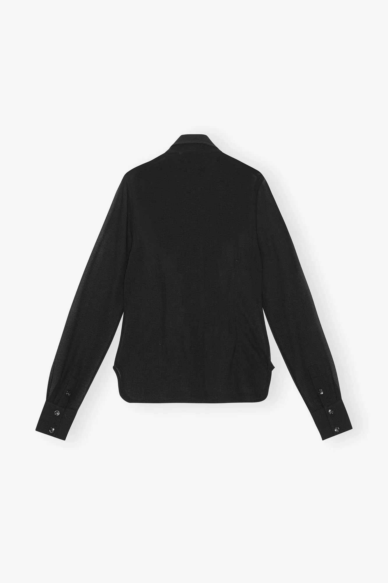 Chiffon Center Ruffle Shirt | Black - Image 4