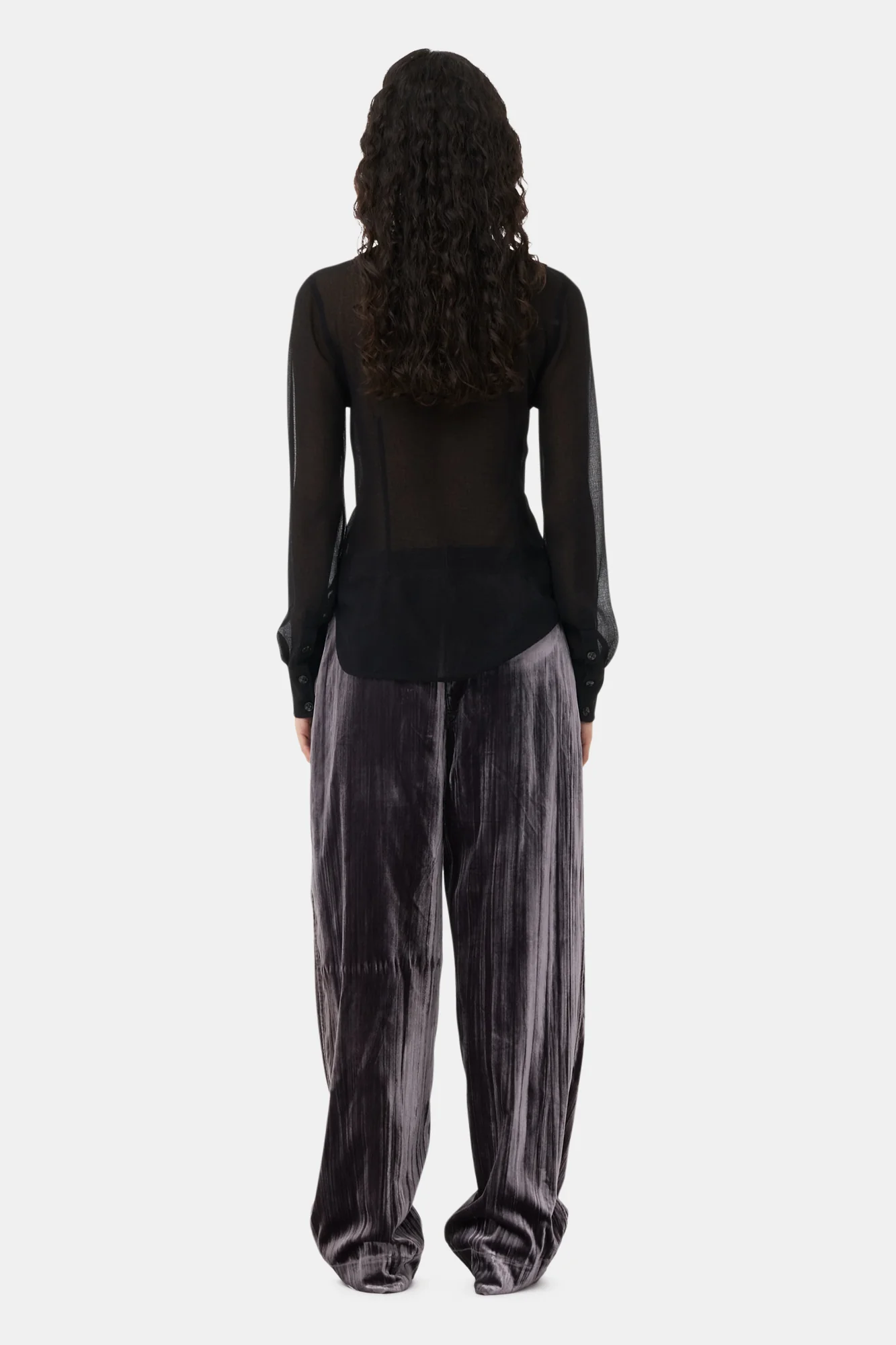 Chiffon Center Ruffle Shirt | Black - Image 6