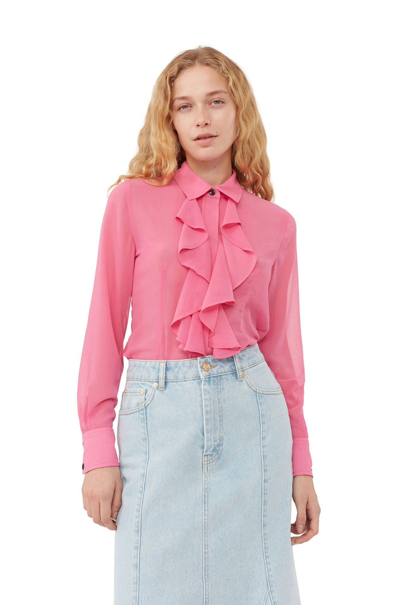 Chiffon Ruffle Shirt | Cone Flower - Image 6