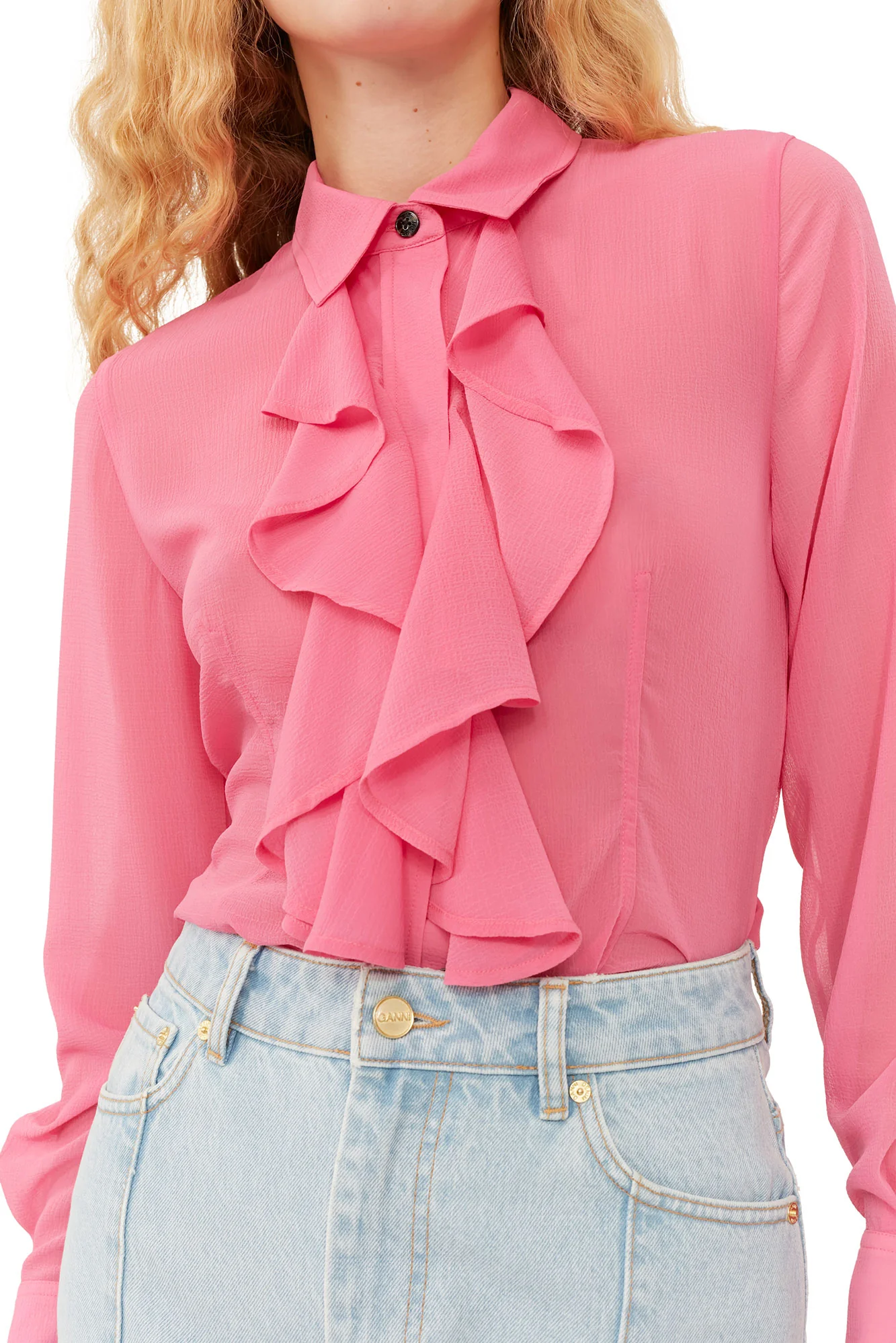 Chiffon Ruffle Shirt | Cone Flower - Image 7