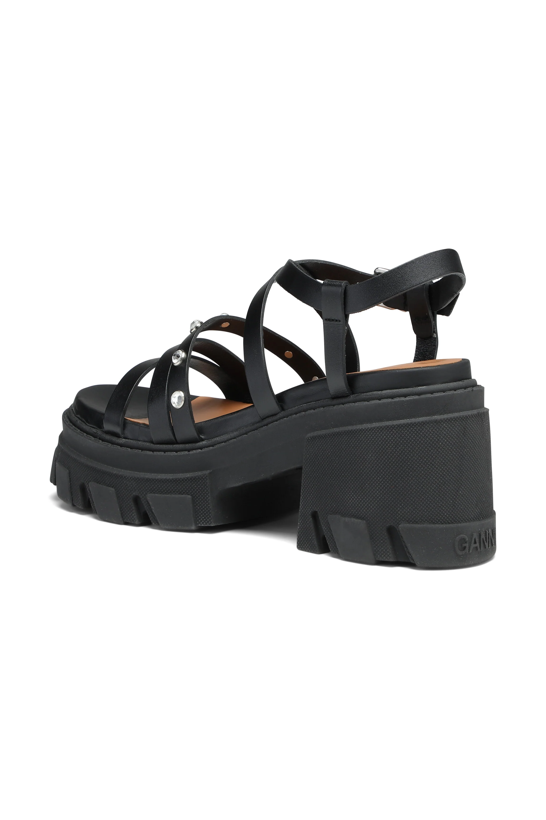 Chunky Studded Heeled Sandals | Black - Image 2