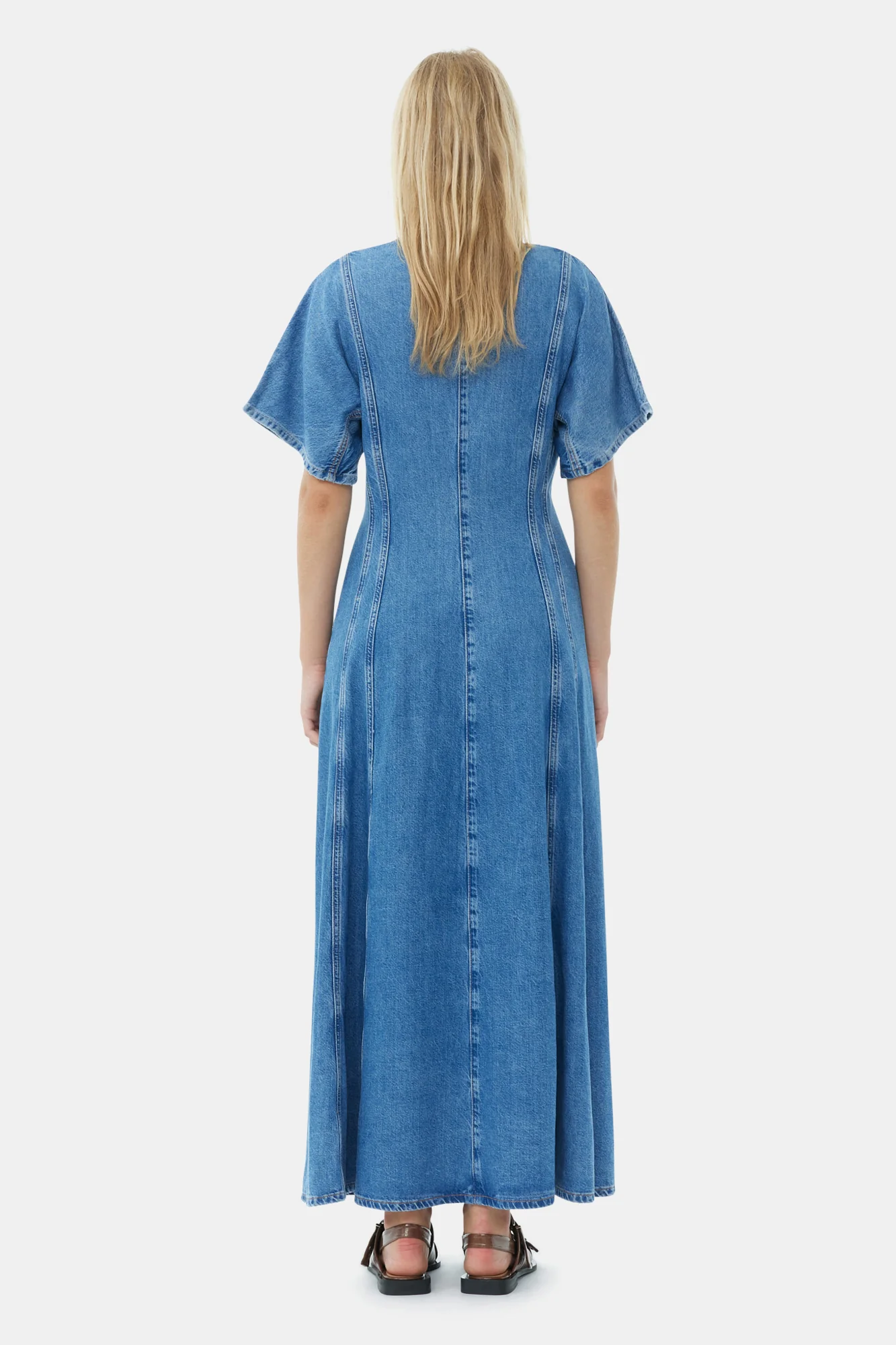 CIRCULOSE Future Denim Maxi Dress | Mid Blue Stone - Image 6