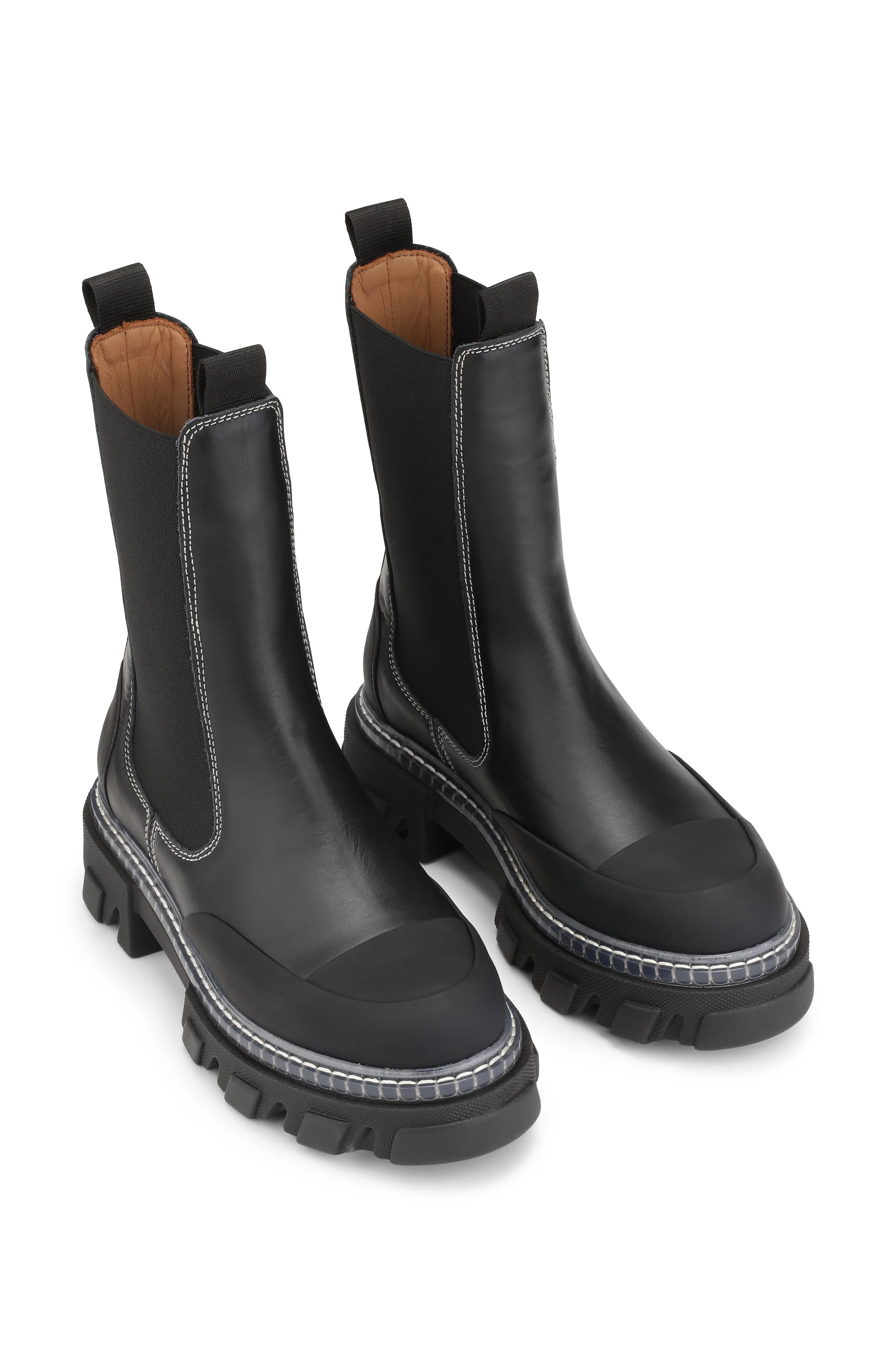 Cleated Mid Chelsea Boots | Black - Image 3