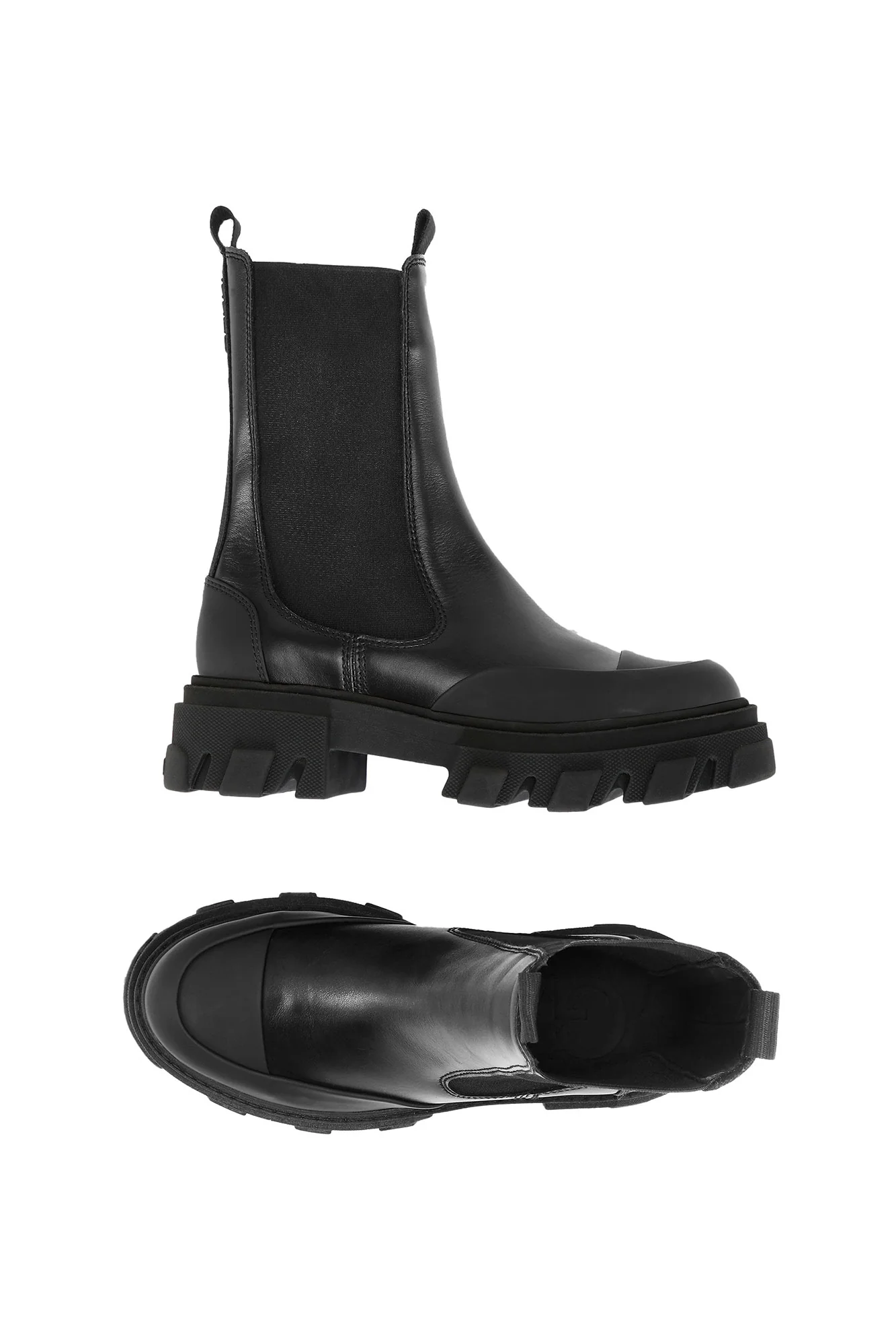 Cleated Mid Chelsea Boots in Black | Black - Image 3