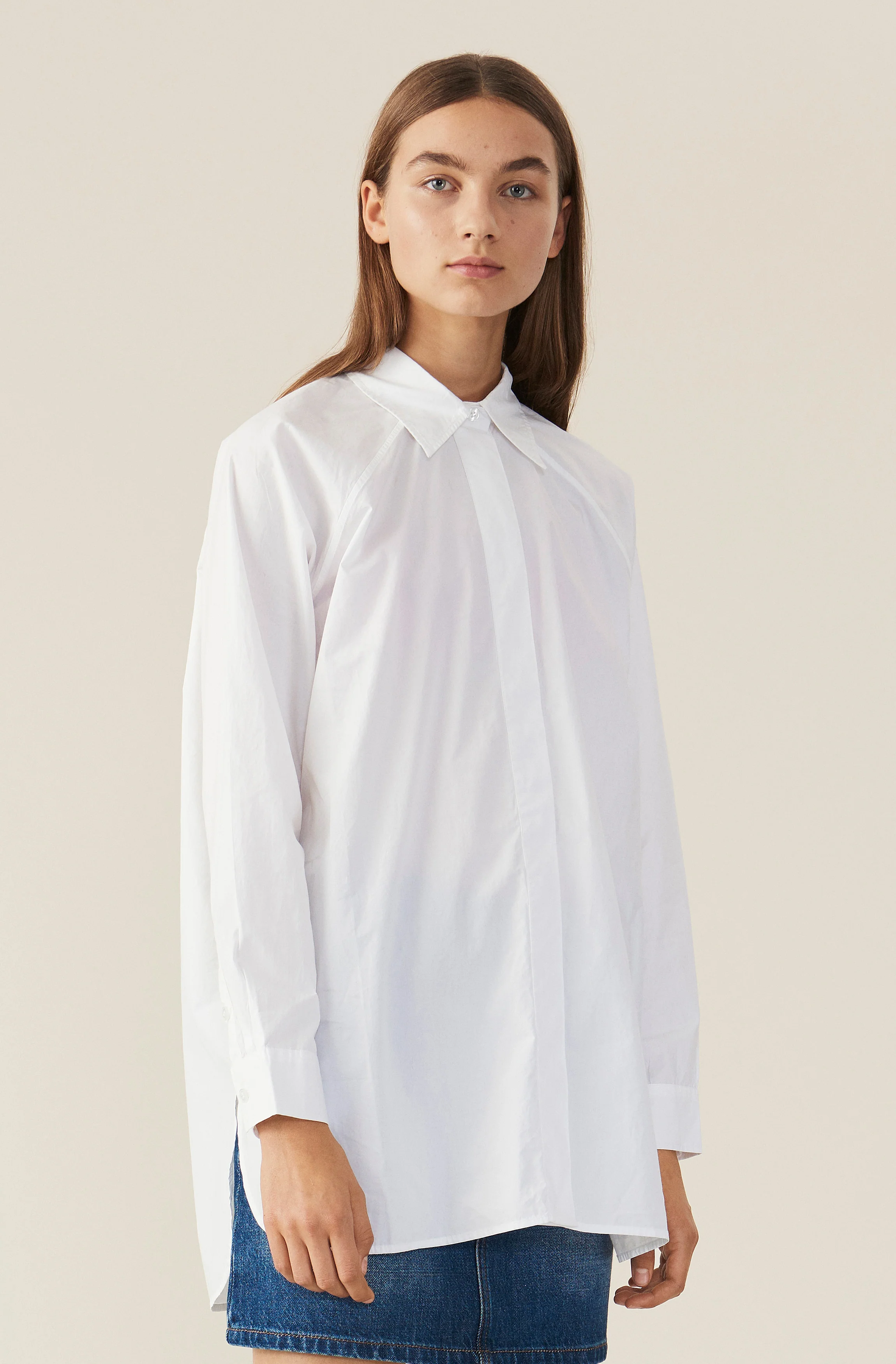 Concealed Button-Placket Cotton Poplin Shirt | Bright White - Image 2