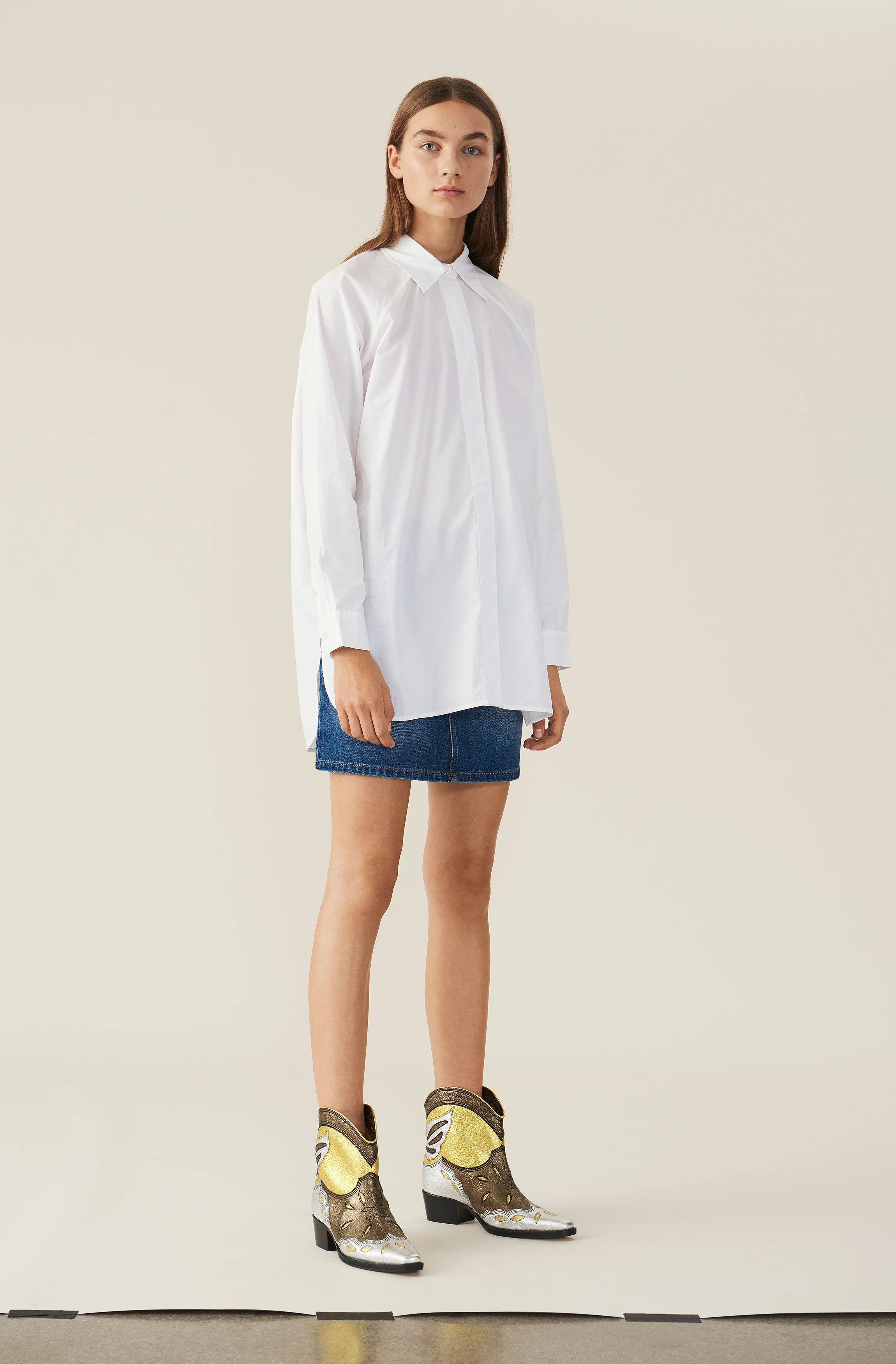 Concealed Button-Placket Cotton Poplin Shirt | Bright White - Image 3