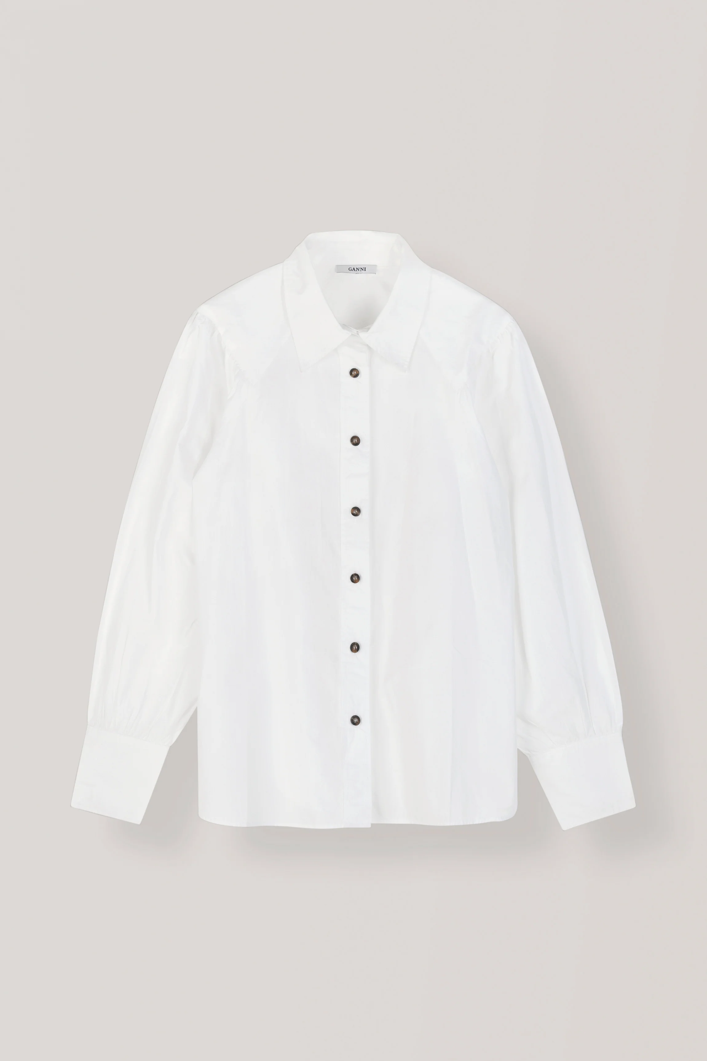 Contrasting Button Cotton Poplin Shirt | Bright White