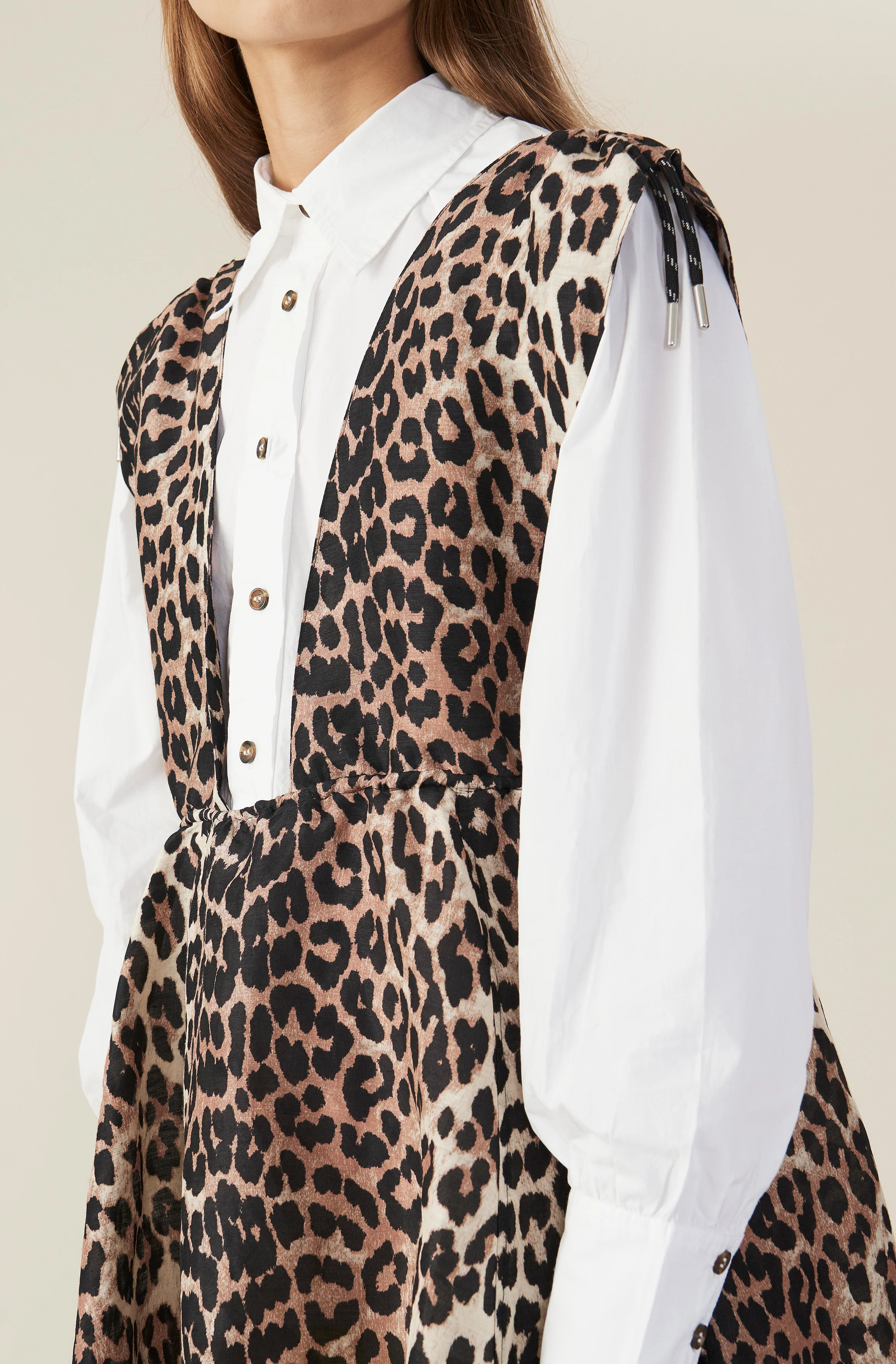 Contrasting Button Cotton Poplin Shirt | Bright White - Image 5