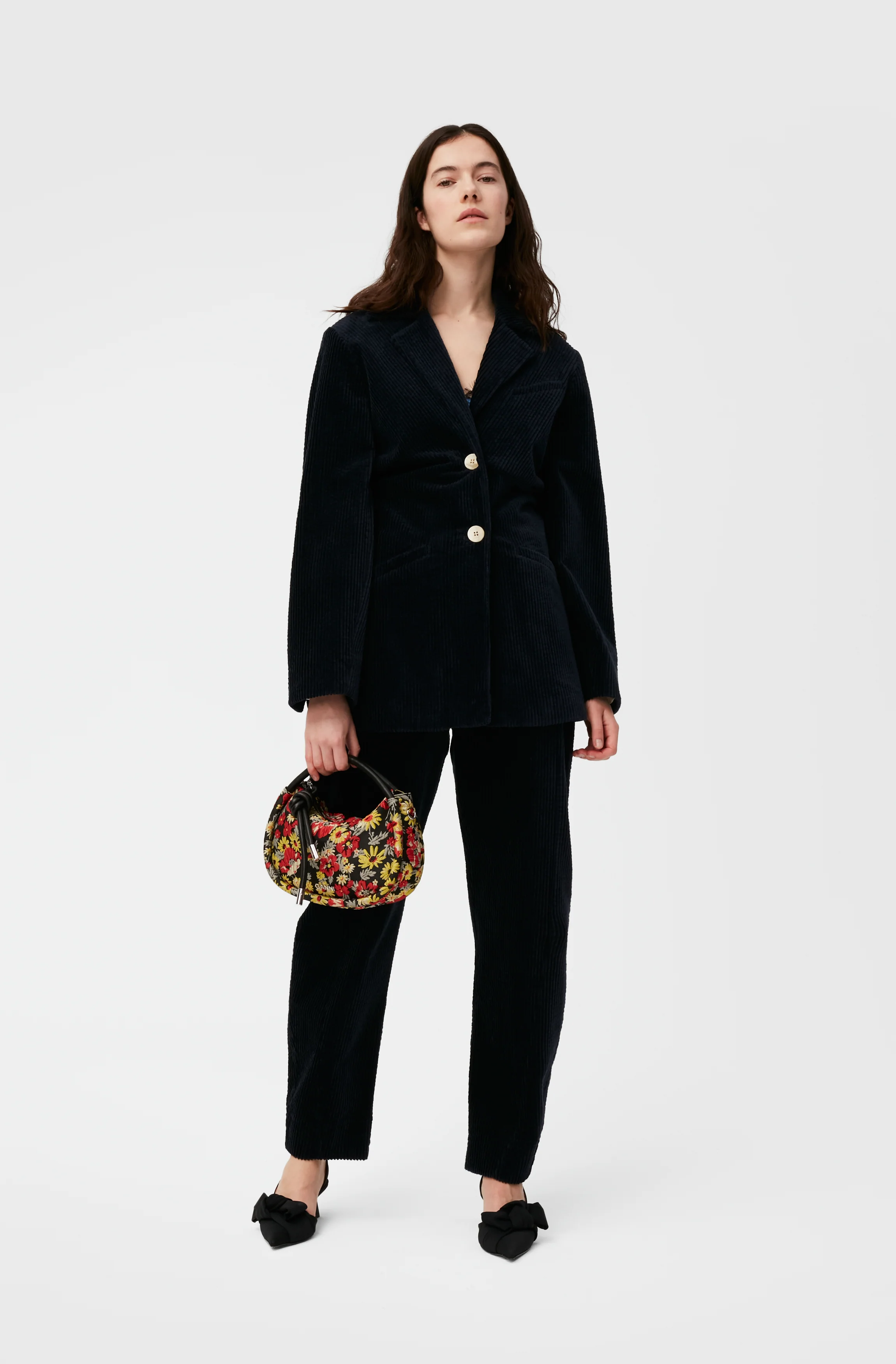 Corduroy Draped Blazer | Sky Captain - Image 3