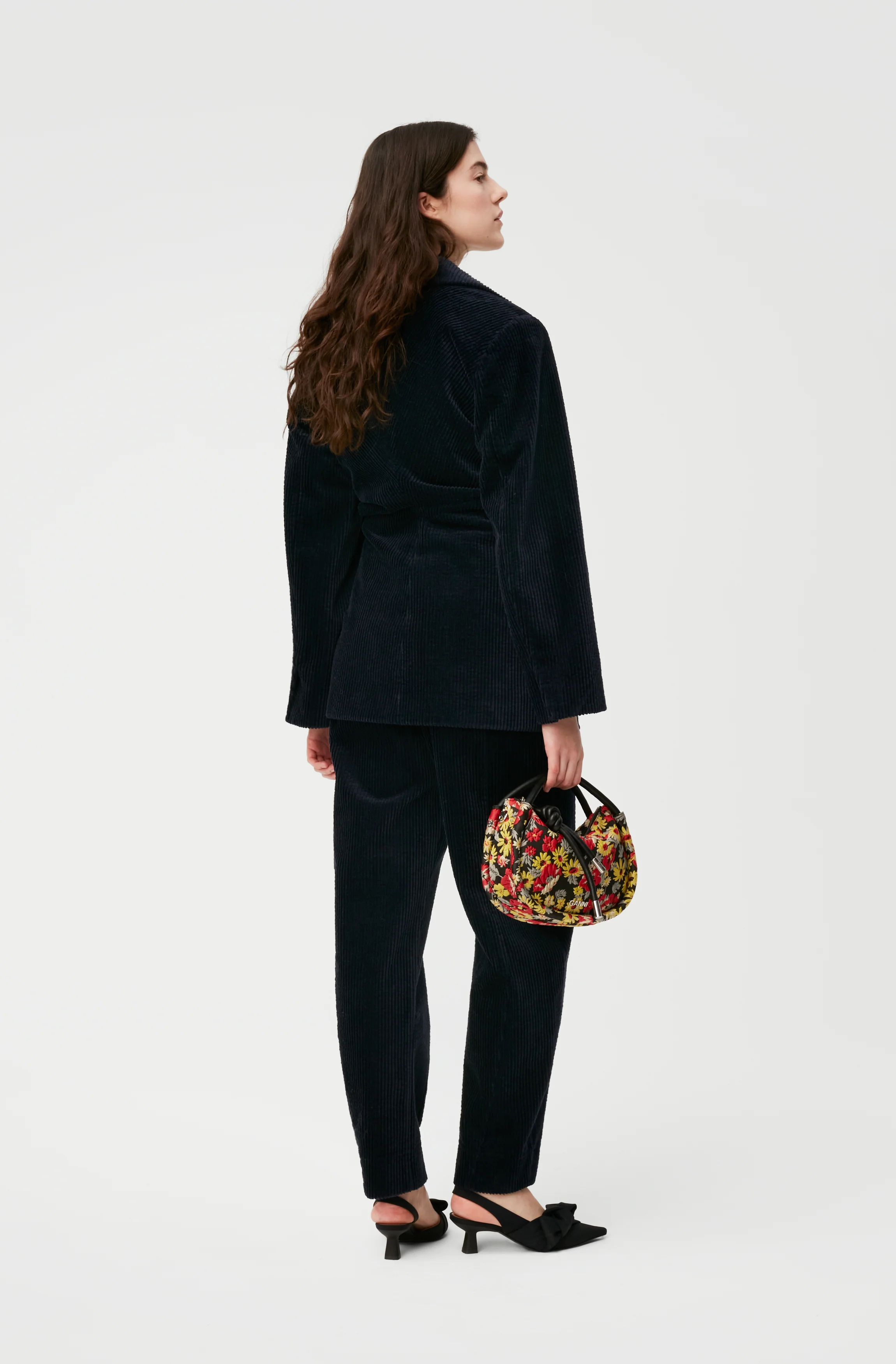 Corduroy Draped Blazer | Sky Captain - Image 4