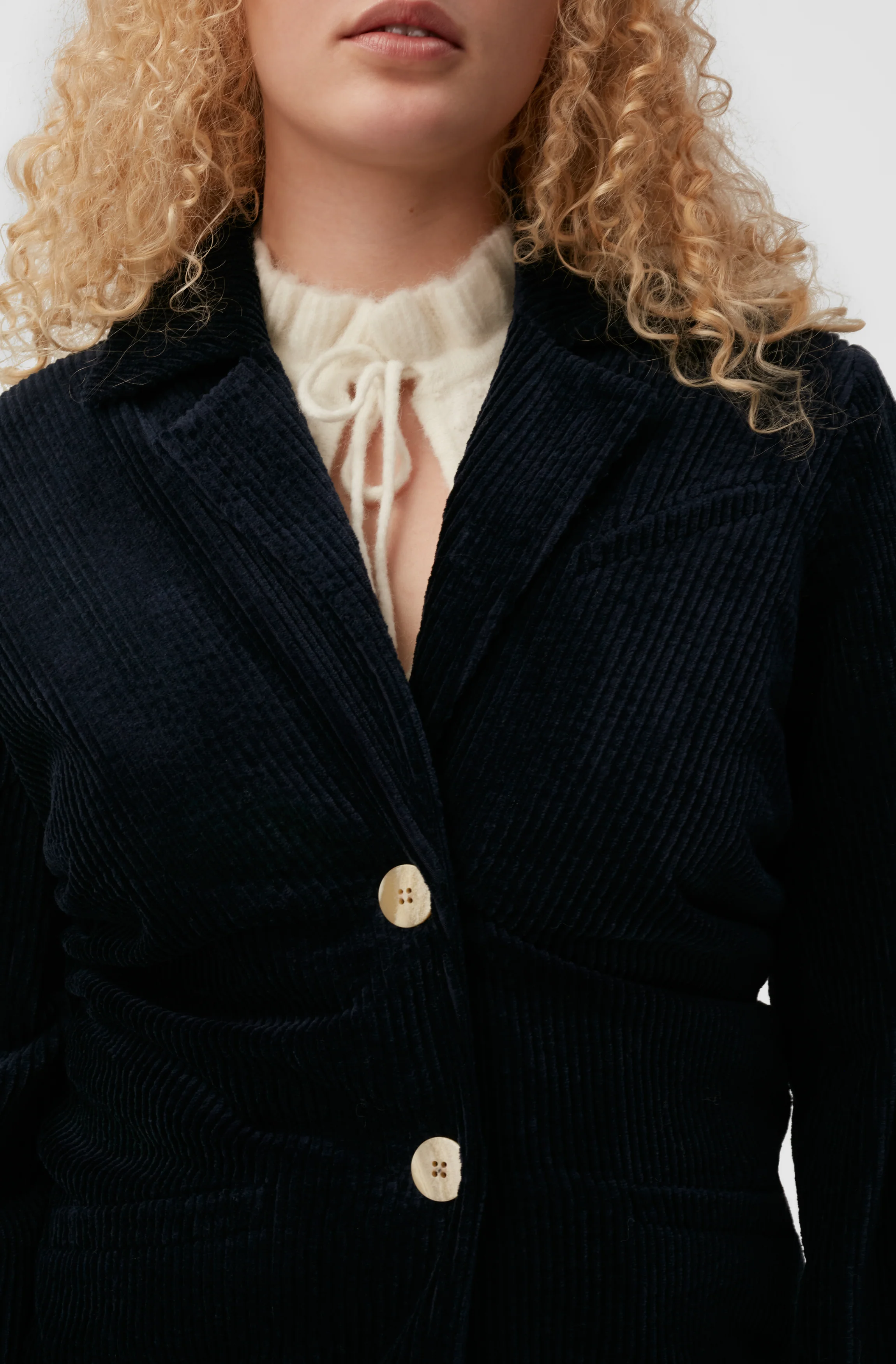 Corduroy Draped Blazer | Sky Captain - Image 9