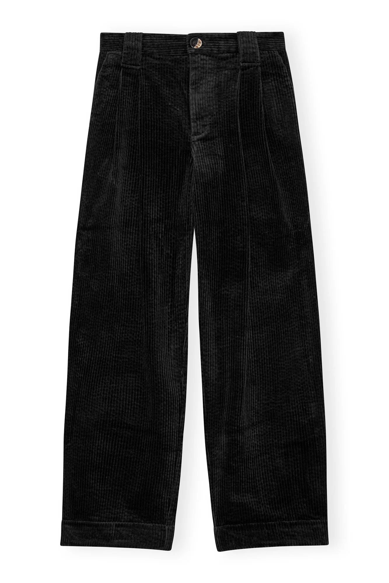 Corduroy Loose Pleat Trousers | Black
