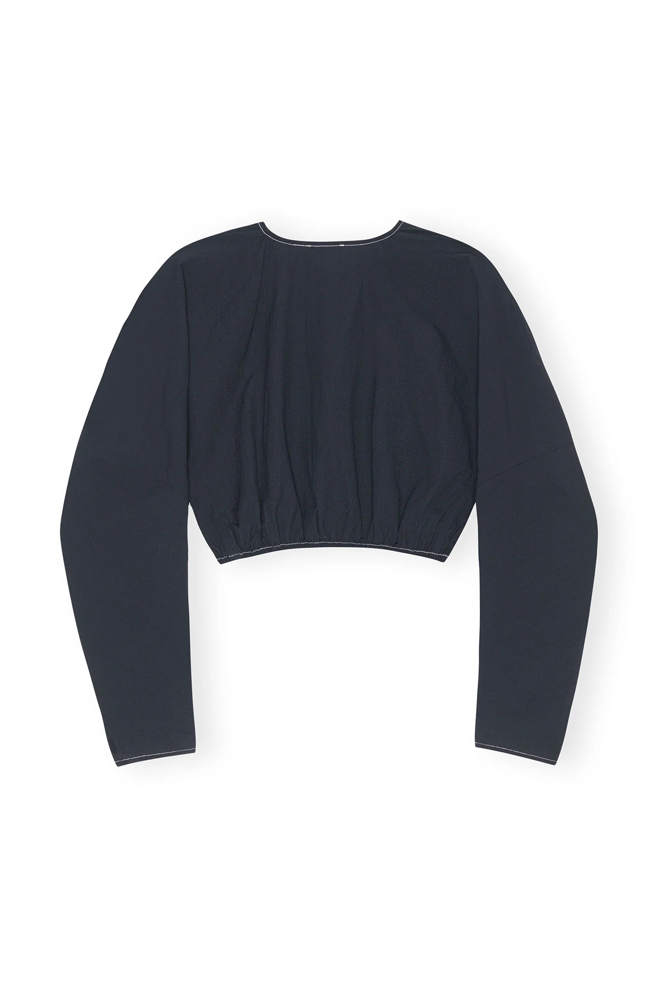 Cotton Crepe Shaped Sleeve Blouse | Sky Captain - Image 2