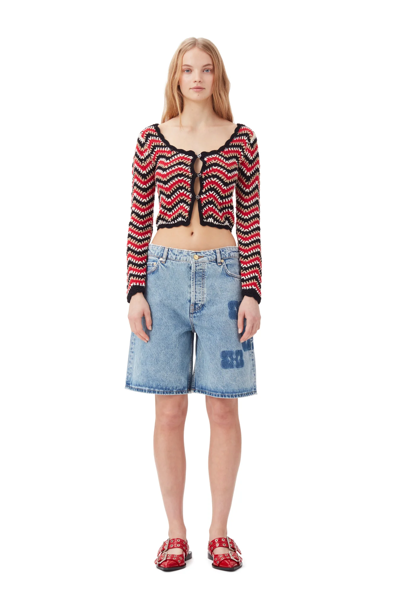Cotton Crochet Cardigan | Racing Red - Image 4