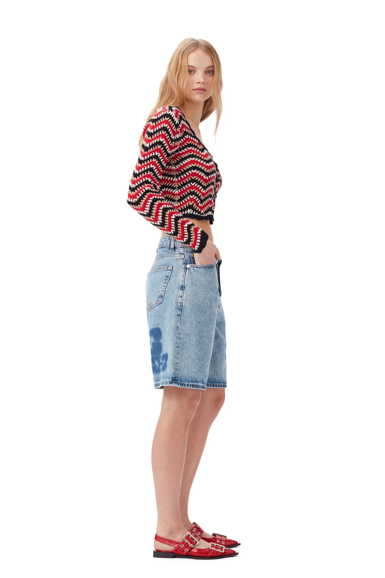 Cotton Crochet Cardigan | Racing Red - Image 5