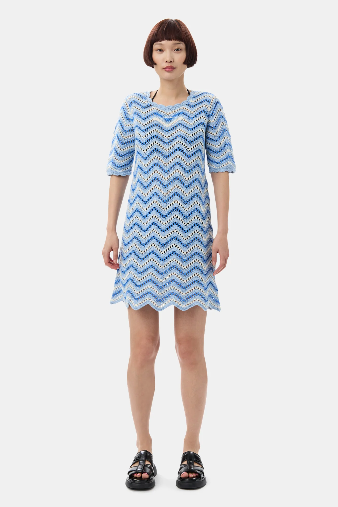 Cotton Crochet Mini Dress | Heather - Image 3