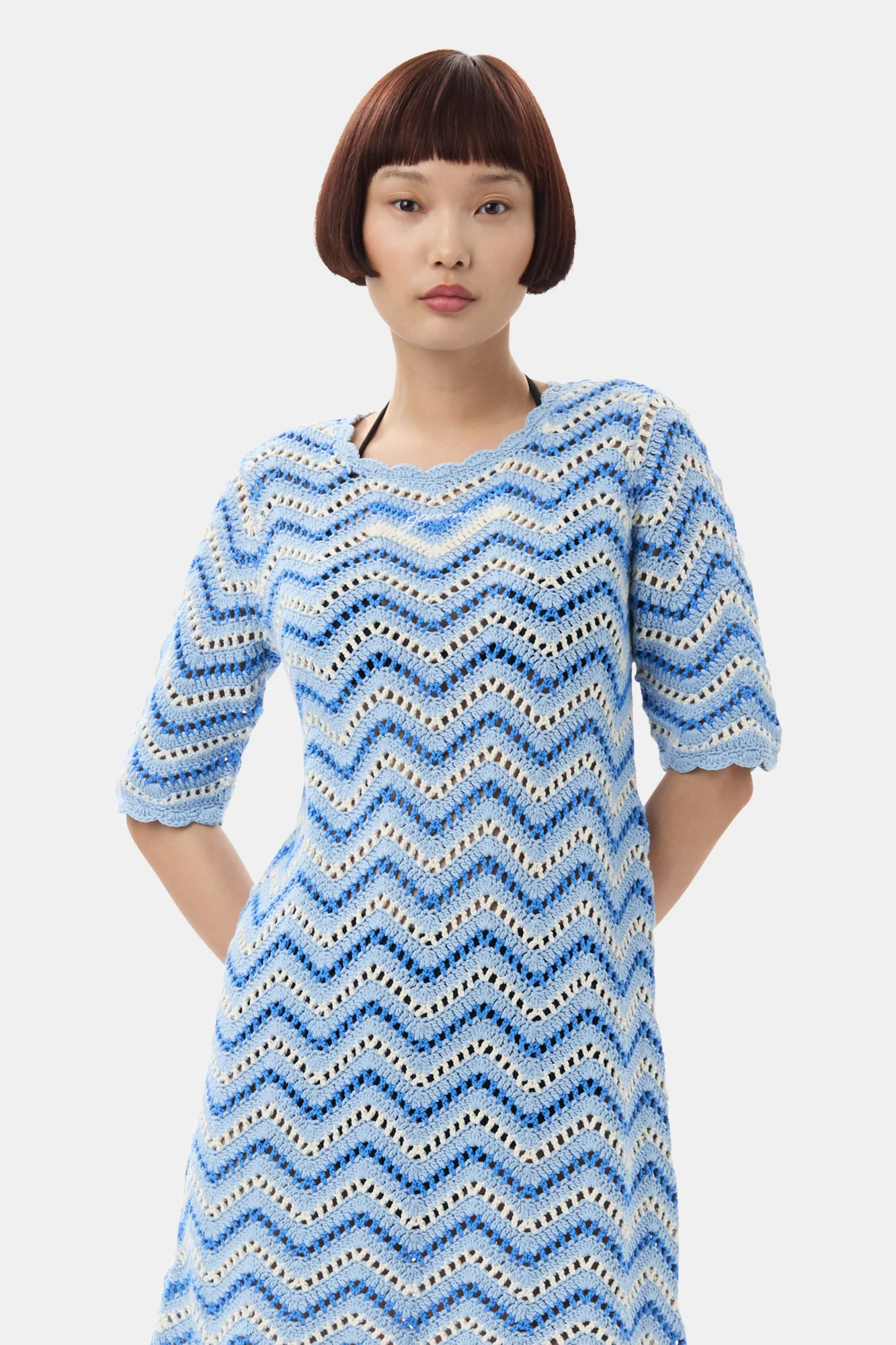 Cotton Crochet Mini Dress | Heather - Image 4