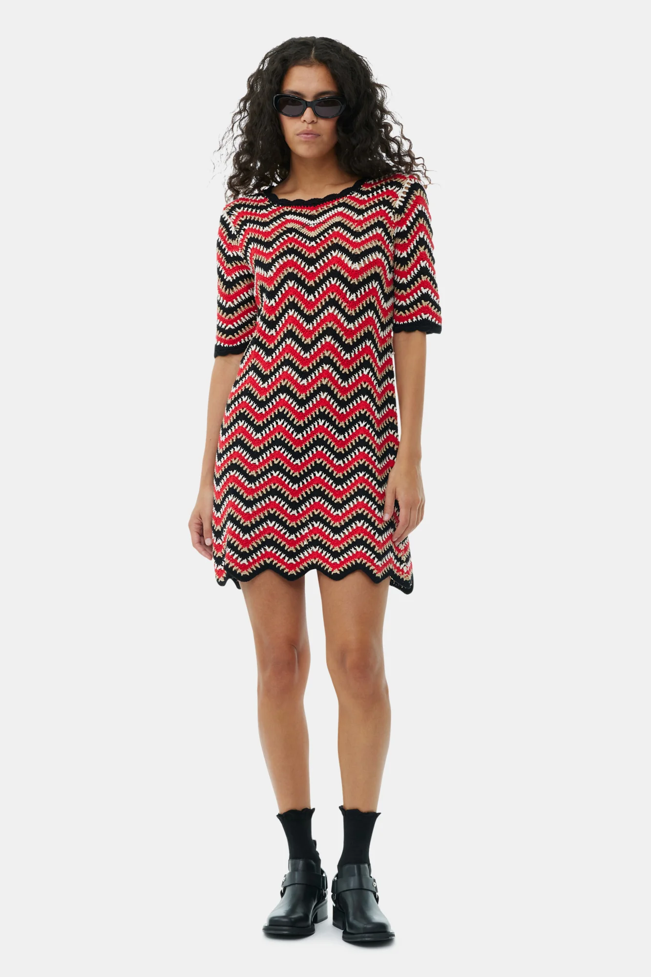 Cotton Crochet Mini Dress | Racing Red - Image 3