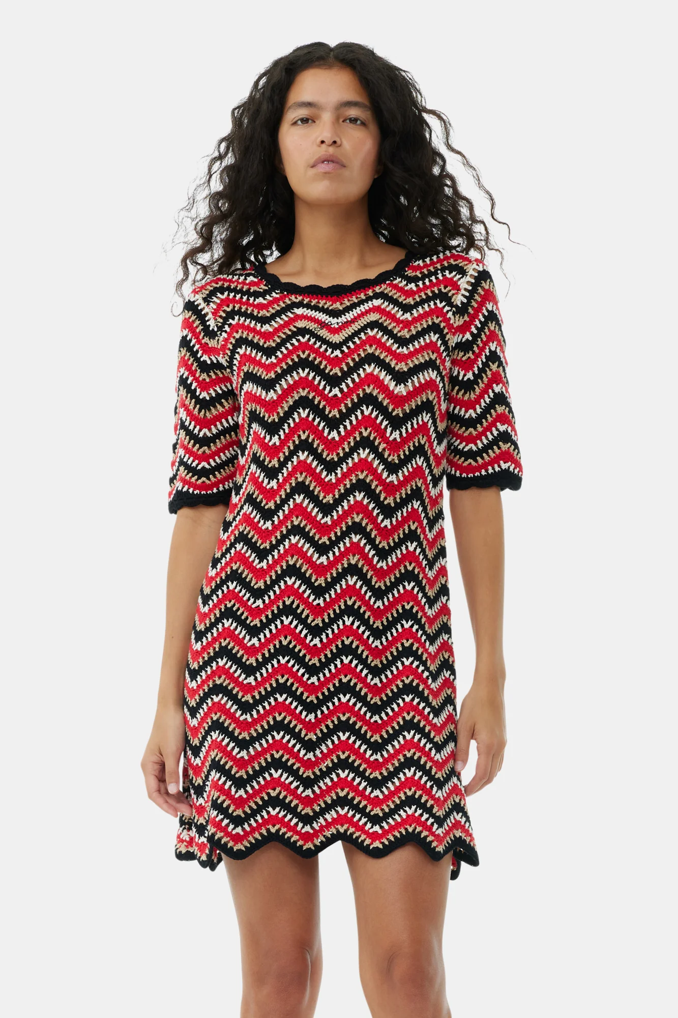 Cotton Crochet Mini Dress | Racing Red - Image 4
