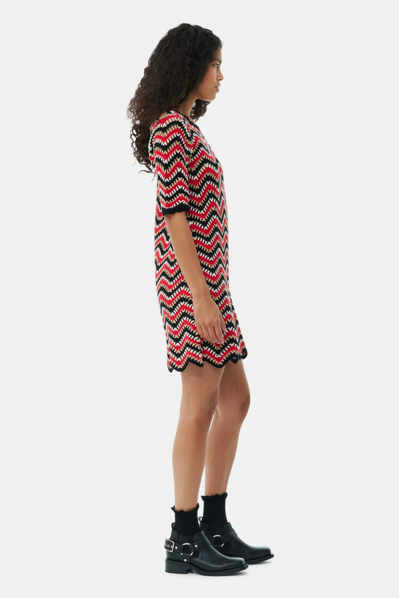 Cotton Crochet Mini Dress | Racing Red - Image 5