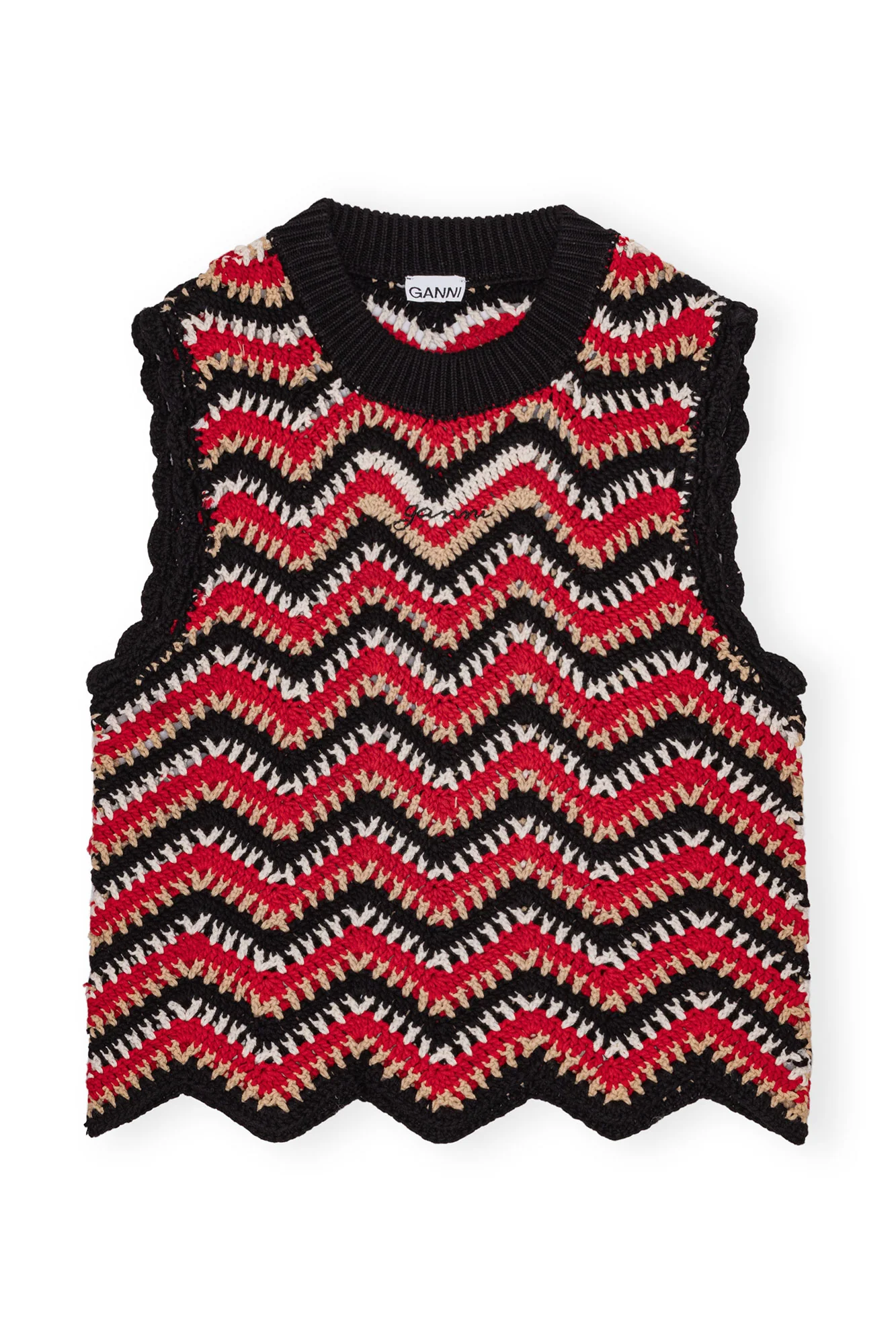 Cotton Crochet Vest | Racing Red