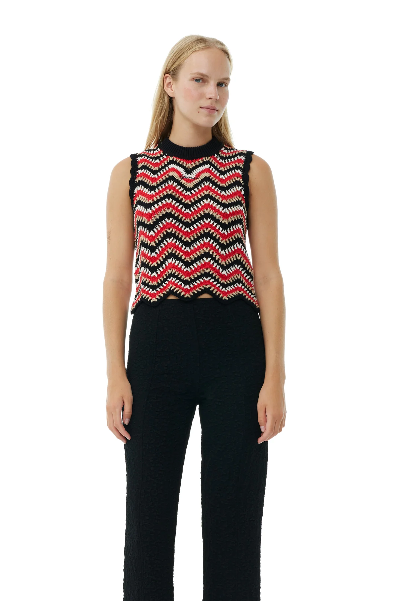 Cotton Crochet Vest | Racing Red - Image 3