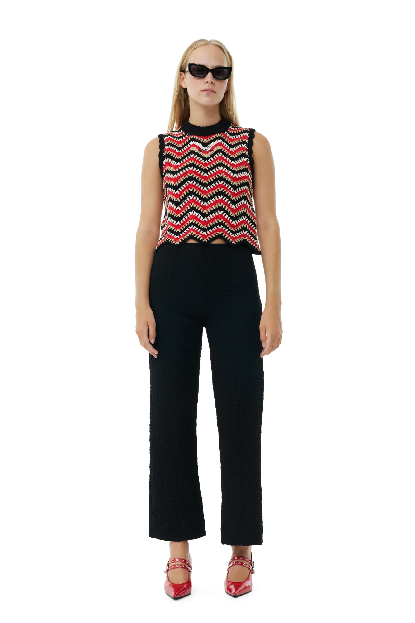 Cotton Crochet Vest | Racing Red - Image 4