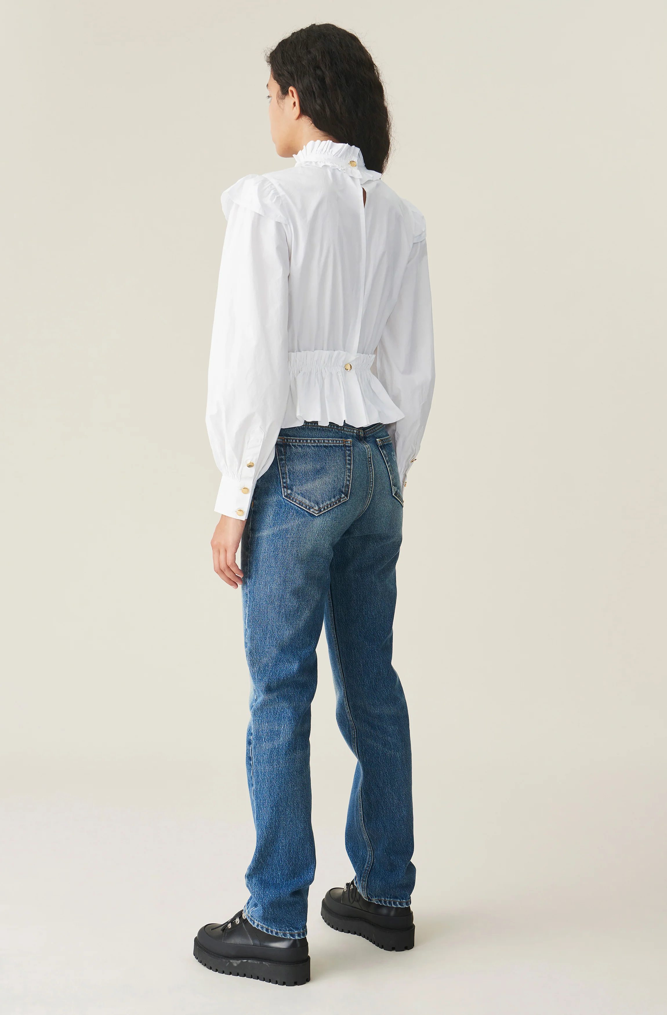 Cotton Cropped Blouse | Bright White - Image 4