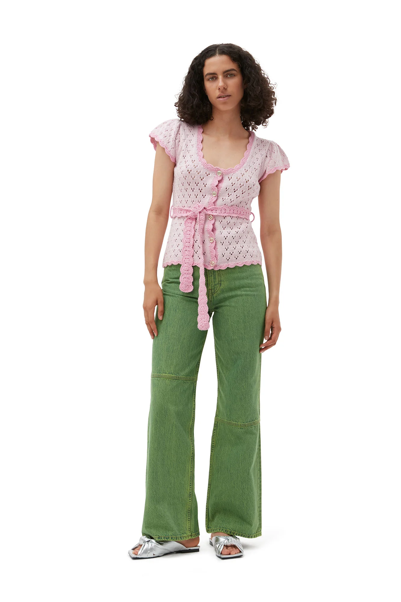 Cotton Lace Cardigan | Pink Tulle - Image 3