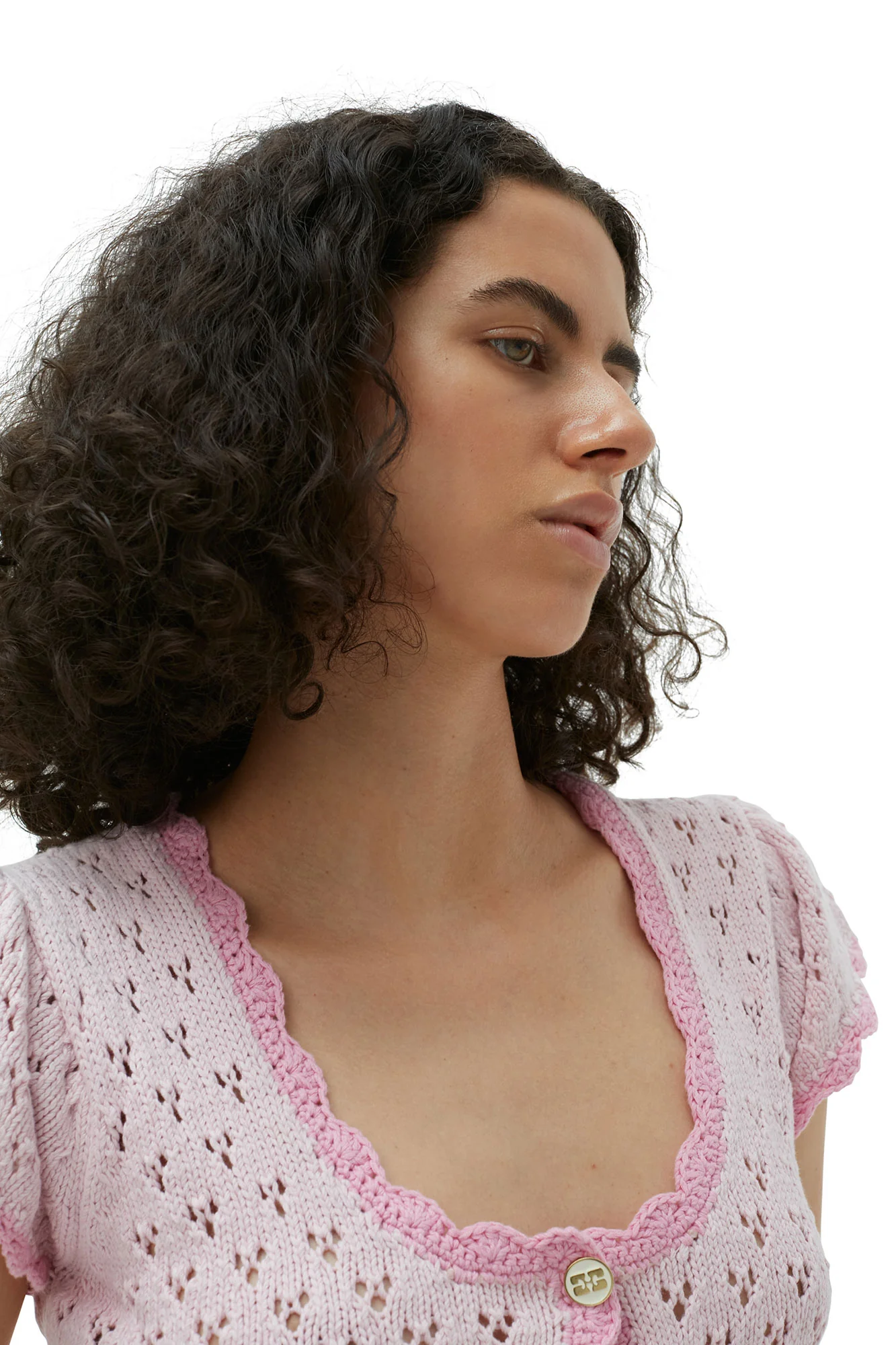 Cotton Lace Cardigan | Pink Tulle - Image 4