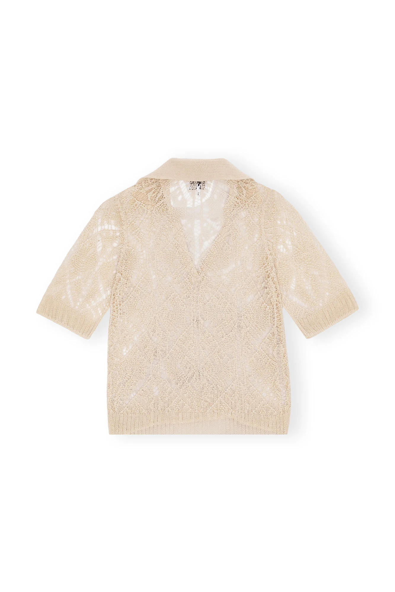 Cotton Lace Polo Sweater | Egret - Image 2