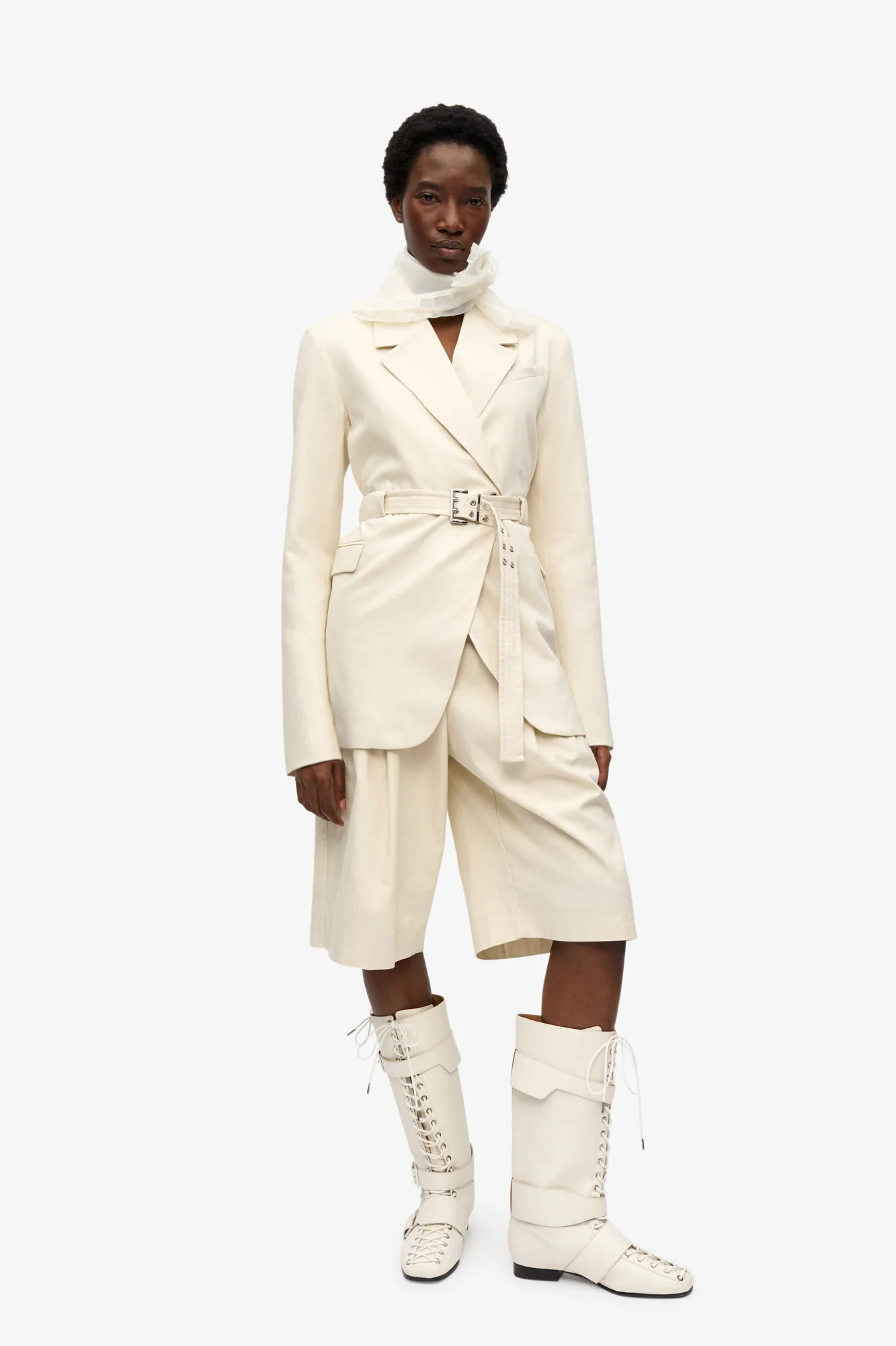 Cotton Melange Tailoring Blazer | Angora - Image 4