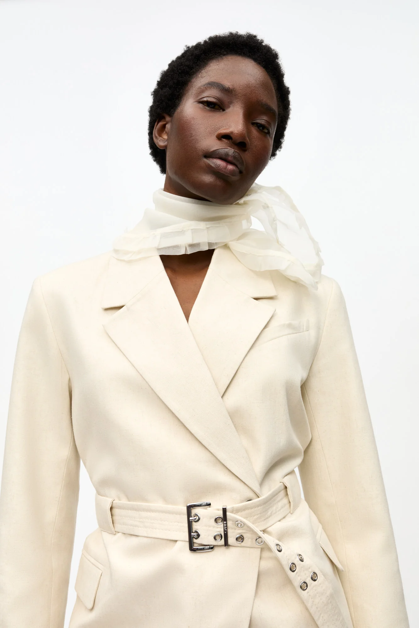 Cotton Melange Tailoring Blazer | Angora - Image 6