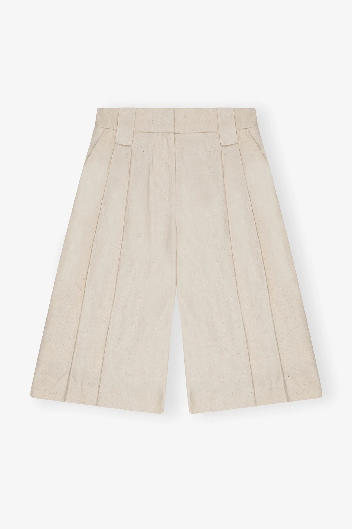 Cotton Melange Tailoring Wide Shorts | Angora