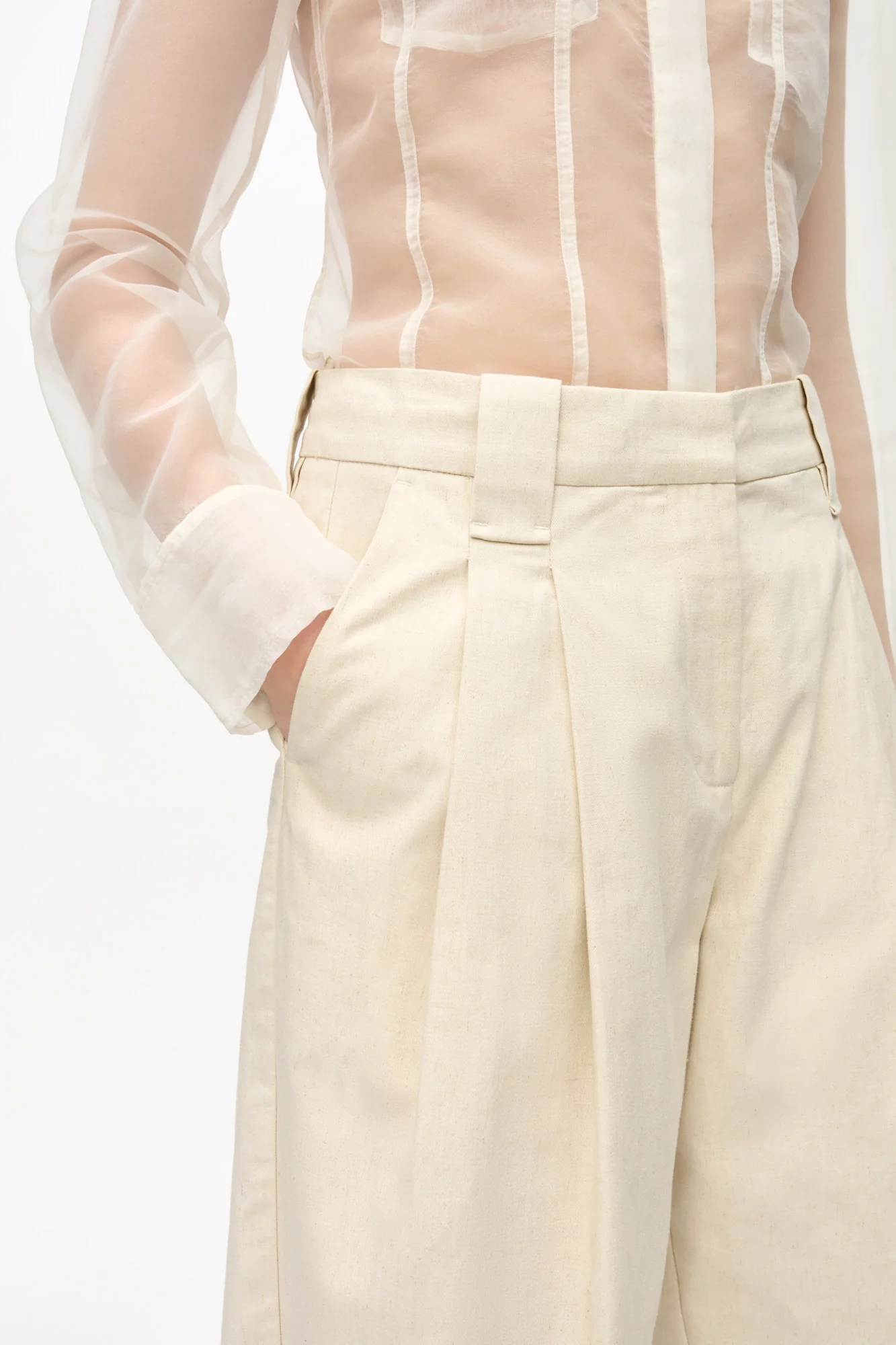 Cotton Melange Tailoring Wide Shorts | Angora - Image 7