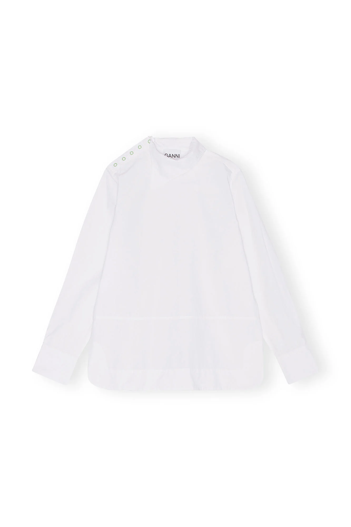 Cotton Poplin Asymmetrical Collar Shirt | Bright White