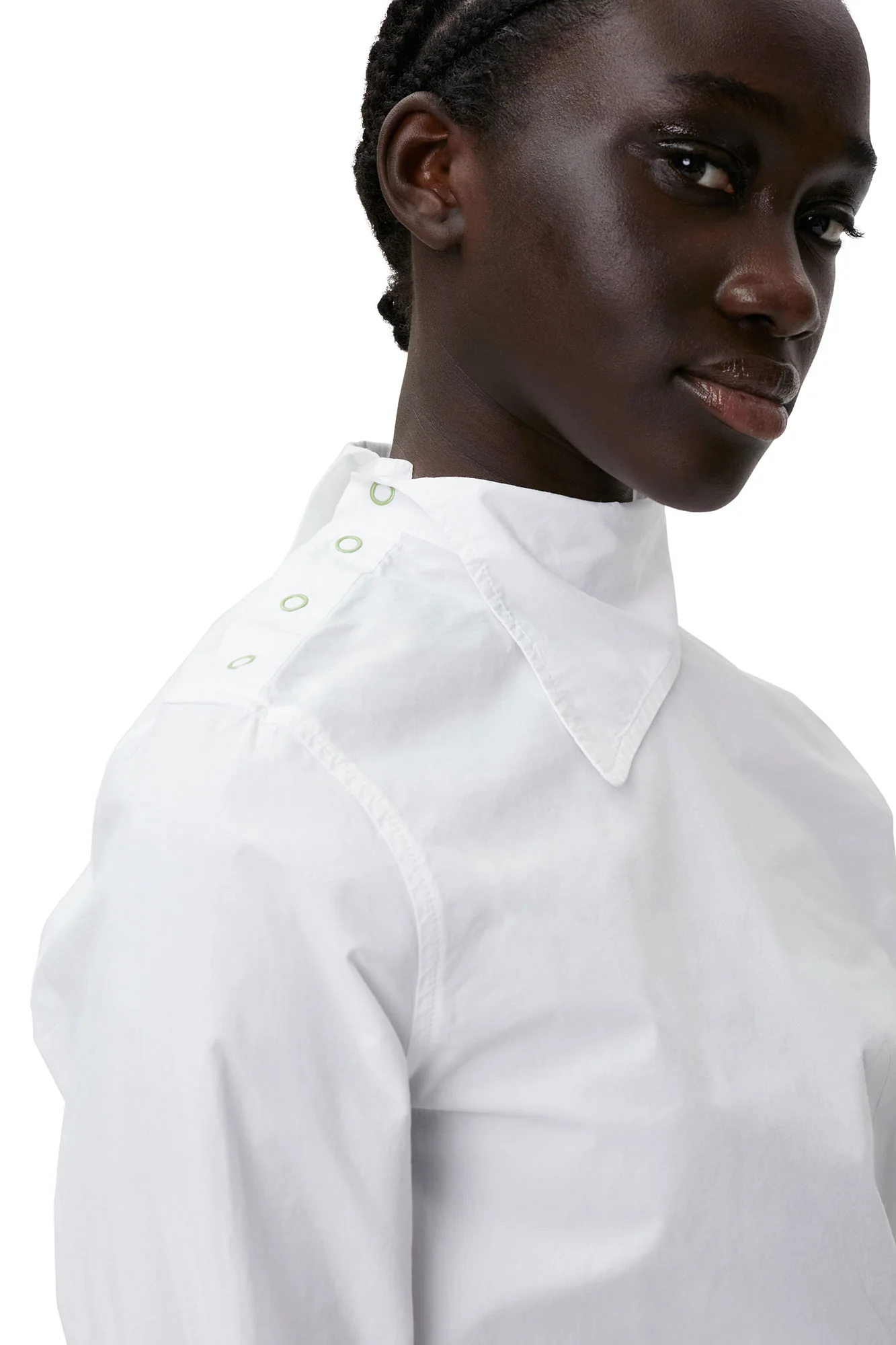 Cotton Poplin Asymmetrical Collar Shirt | Bright White - Image 6