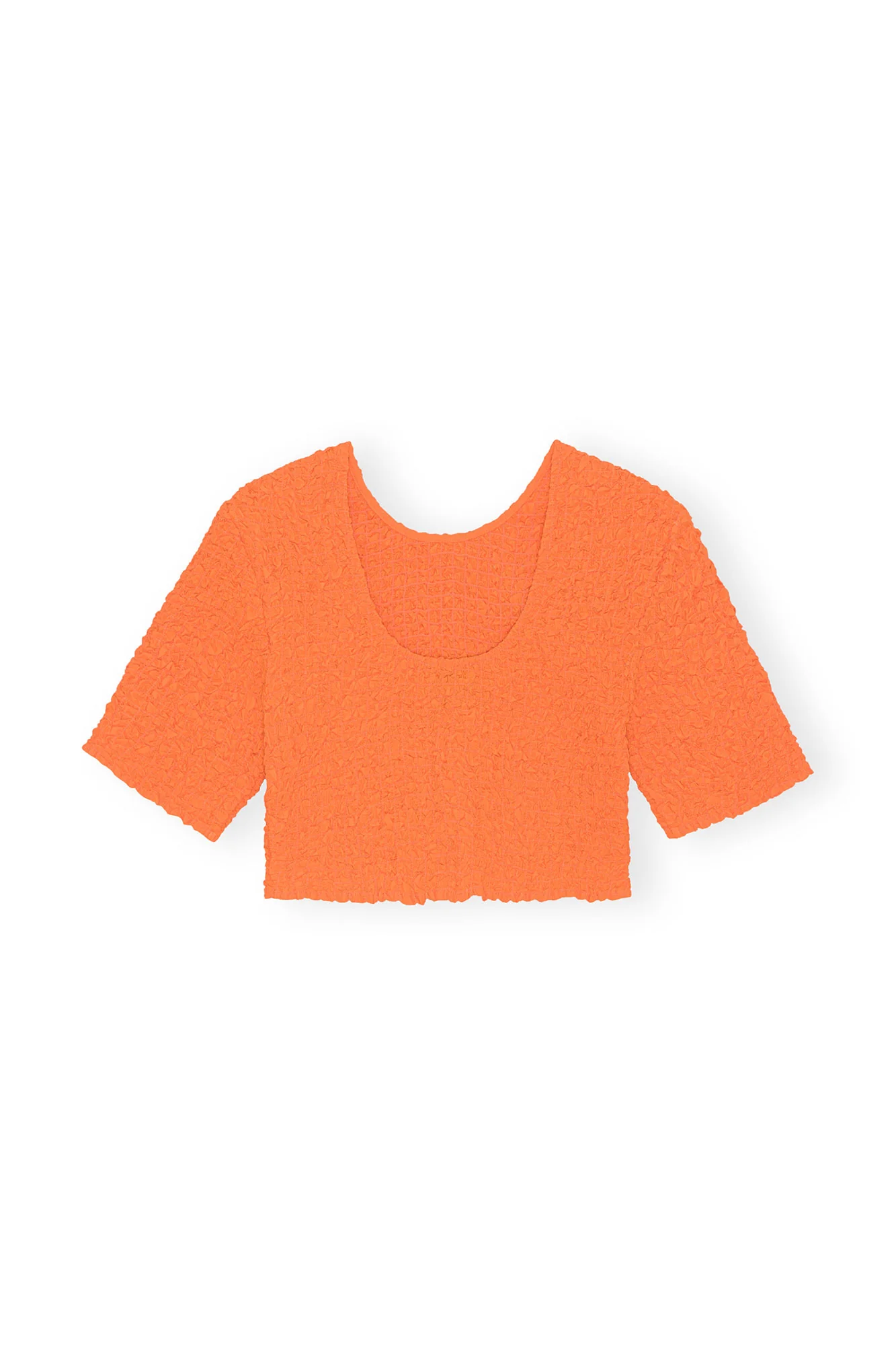 Cotton Poplin Cropped Smock Top | Vibrant Orange - Image 2