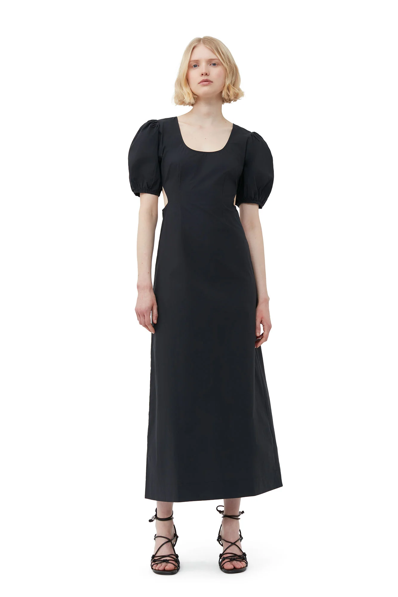 Cotton Poplin Cutout Dress | Black - Image 3