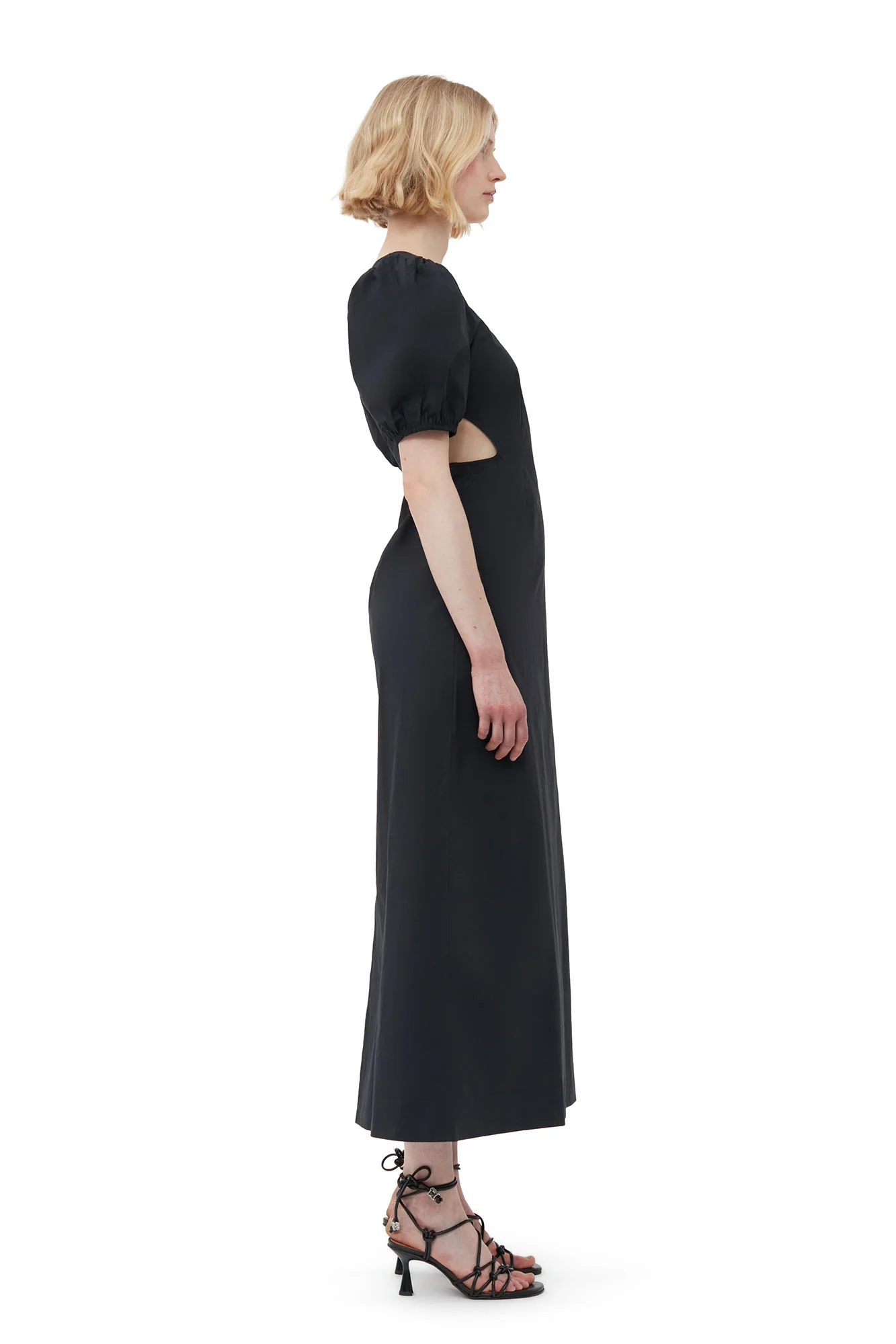 Cotton Poplin Cutout Dress | Black - Image 5