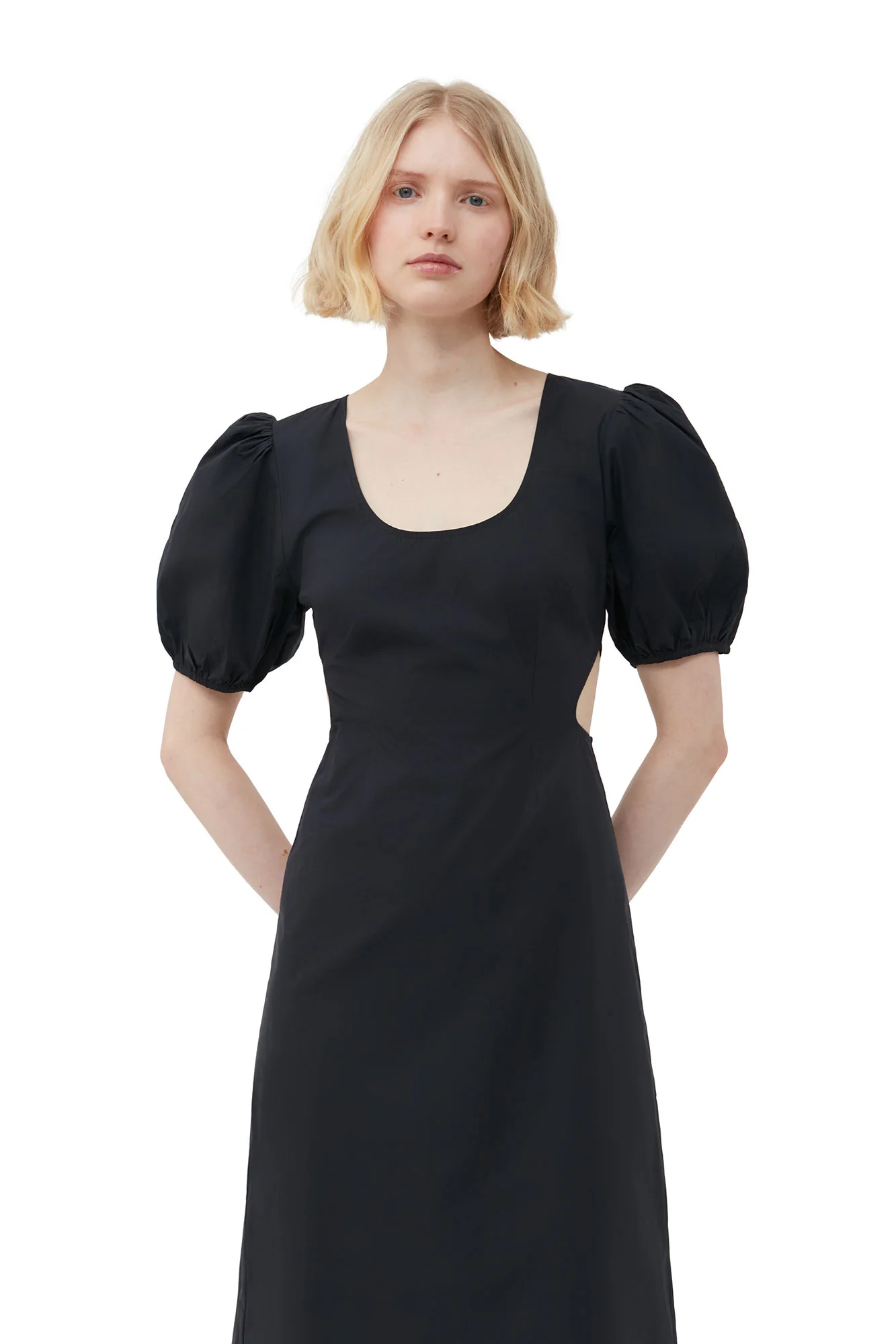 Cotton Poplin Cutout Dress | Black - Image 6